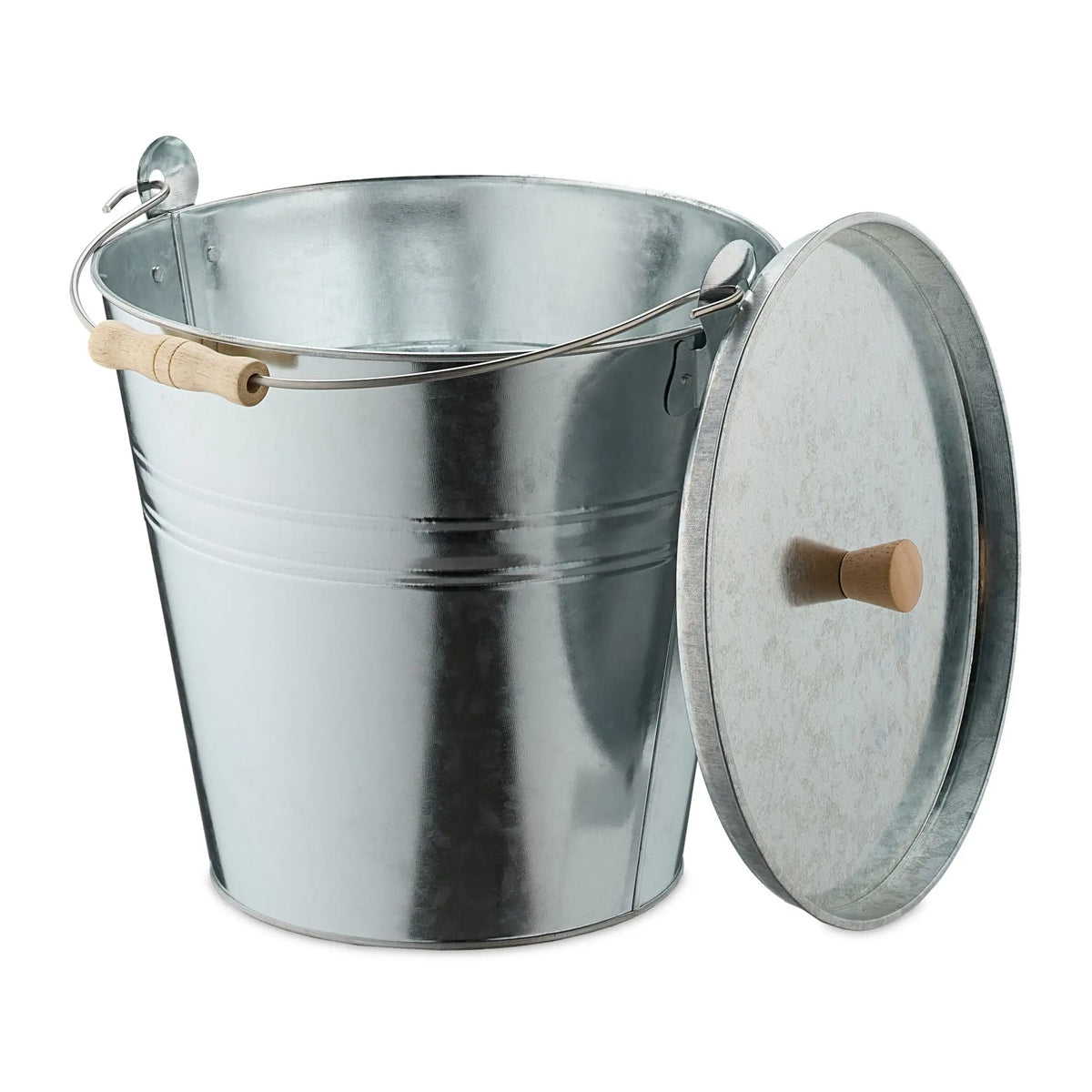 Ascheeimer mit Deckel 12,5L Hellbraun-Silber von Relaxdays