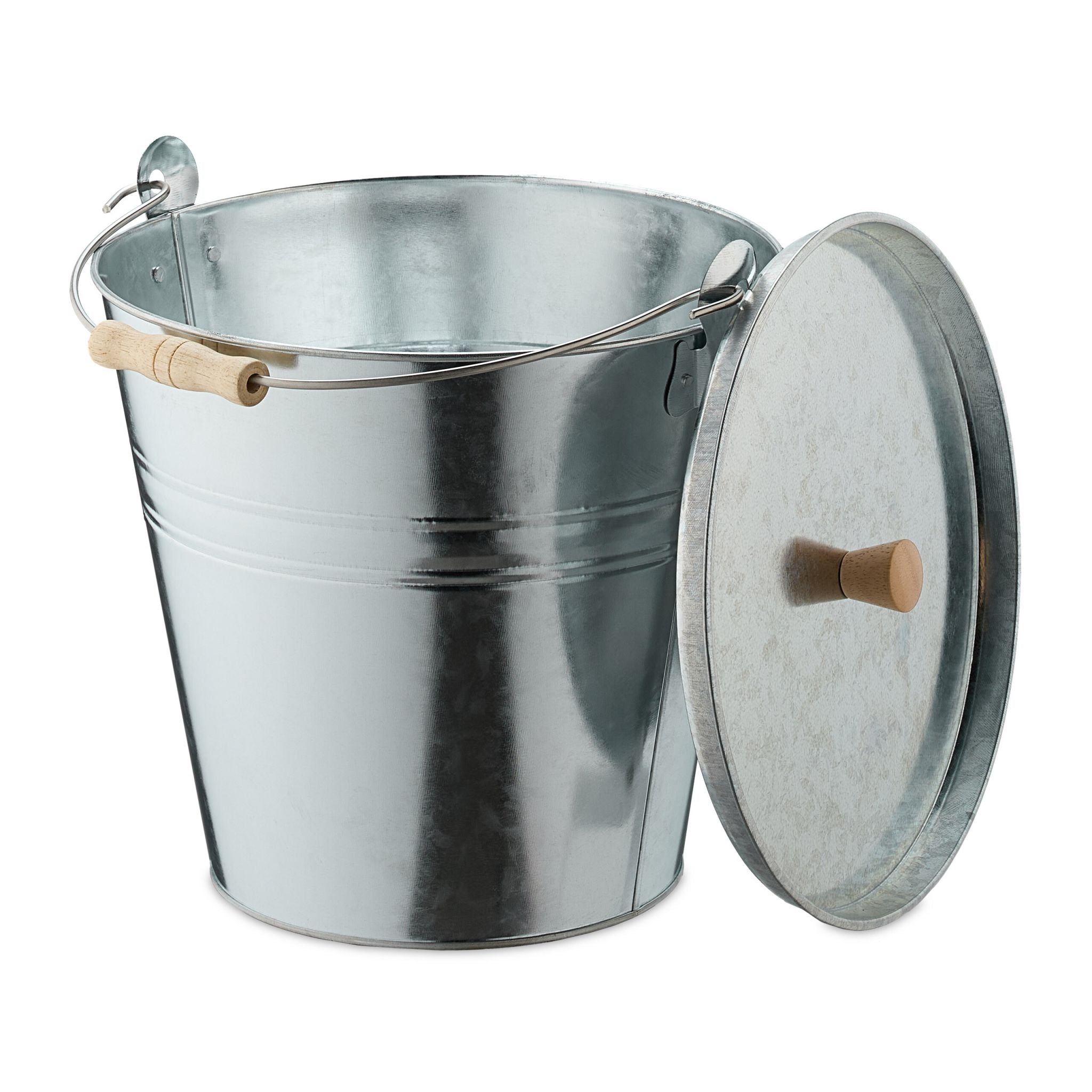 Ascheeimer mit Deckel 12,5L Hellbraun-Silber von Relaxdays