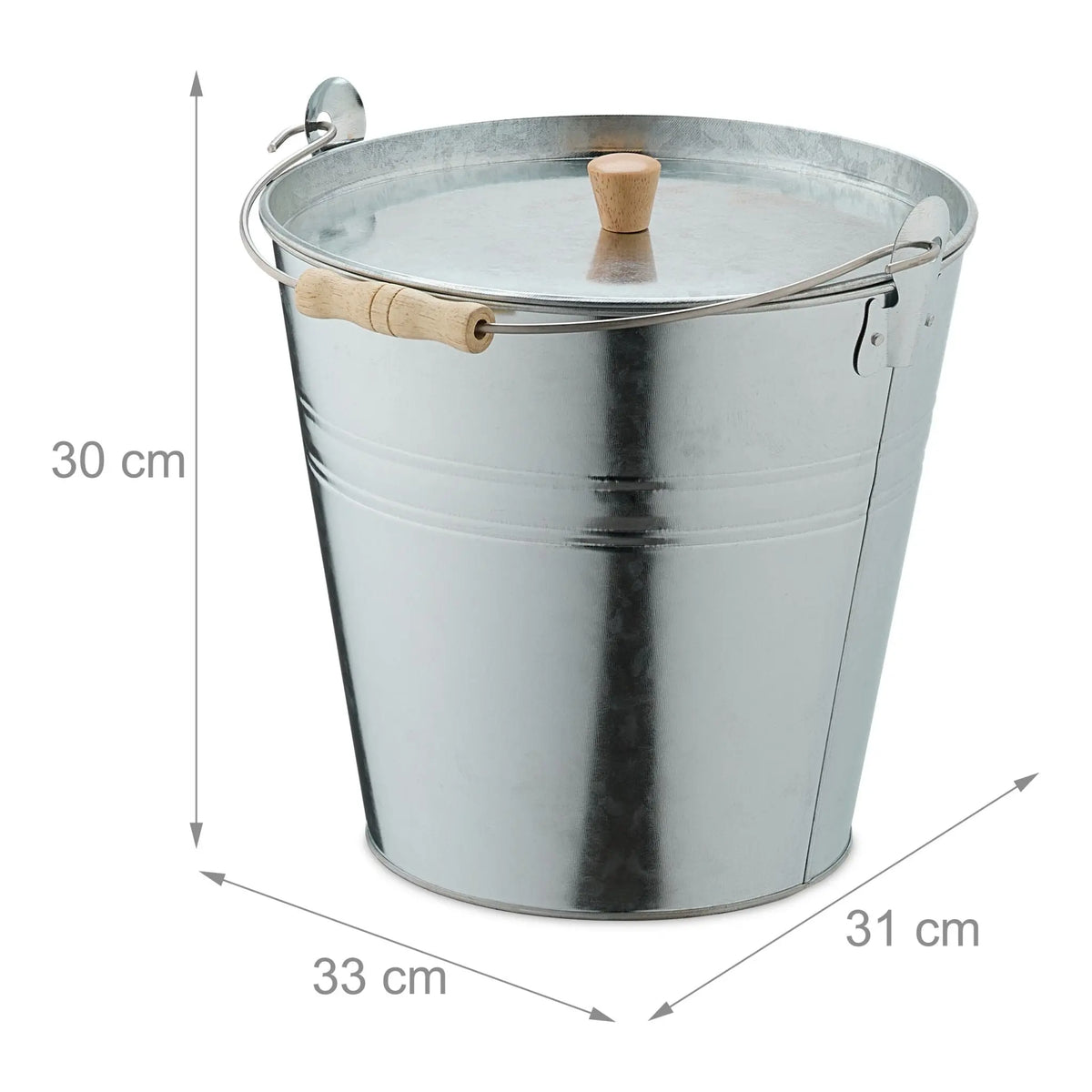Ascheeimer mit Deckel 12,5L Hellbraun-Silber von Relaxdays