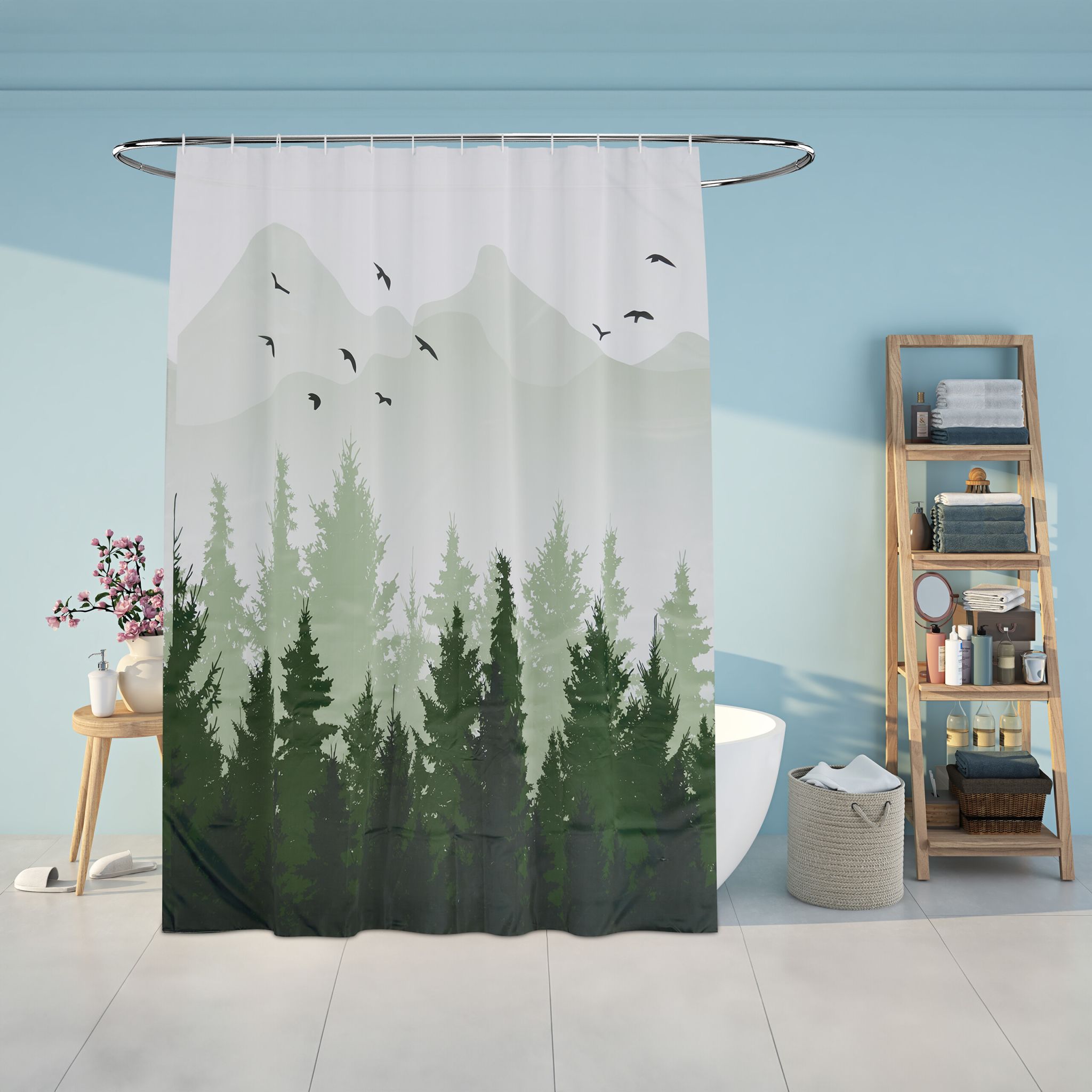 Duschvorhang 180x200cm Creme-Schwarz-Grau von guteszeug.ch