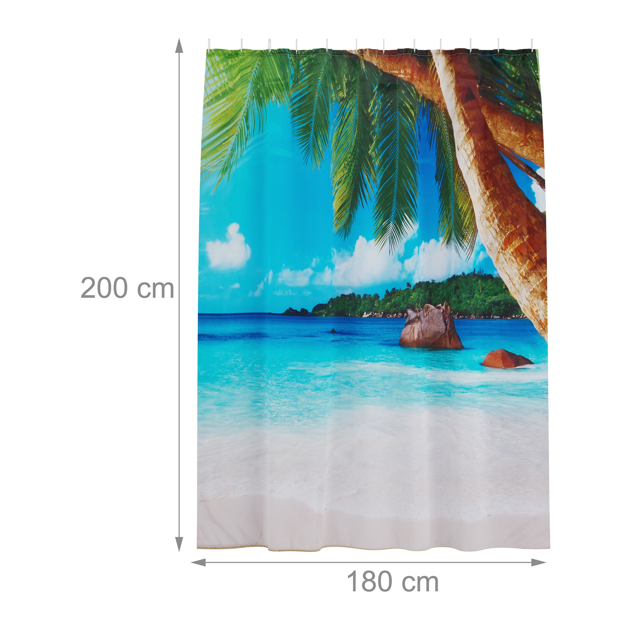 Duschvorhang 180x200cm Beige-Blau-Dunkelgrün von guteszeug.ch