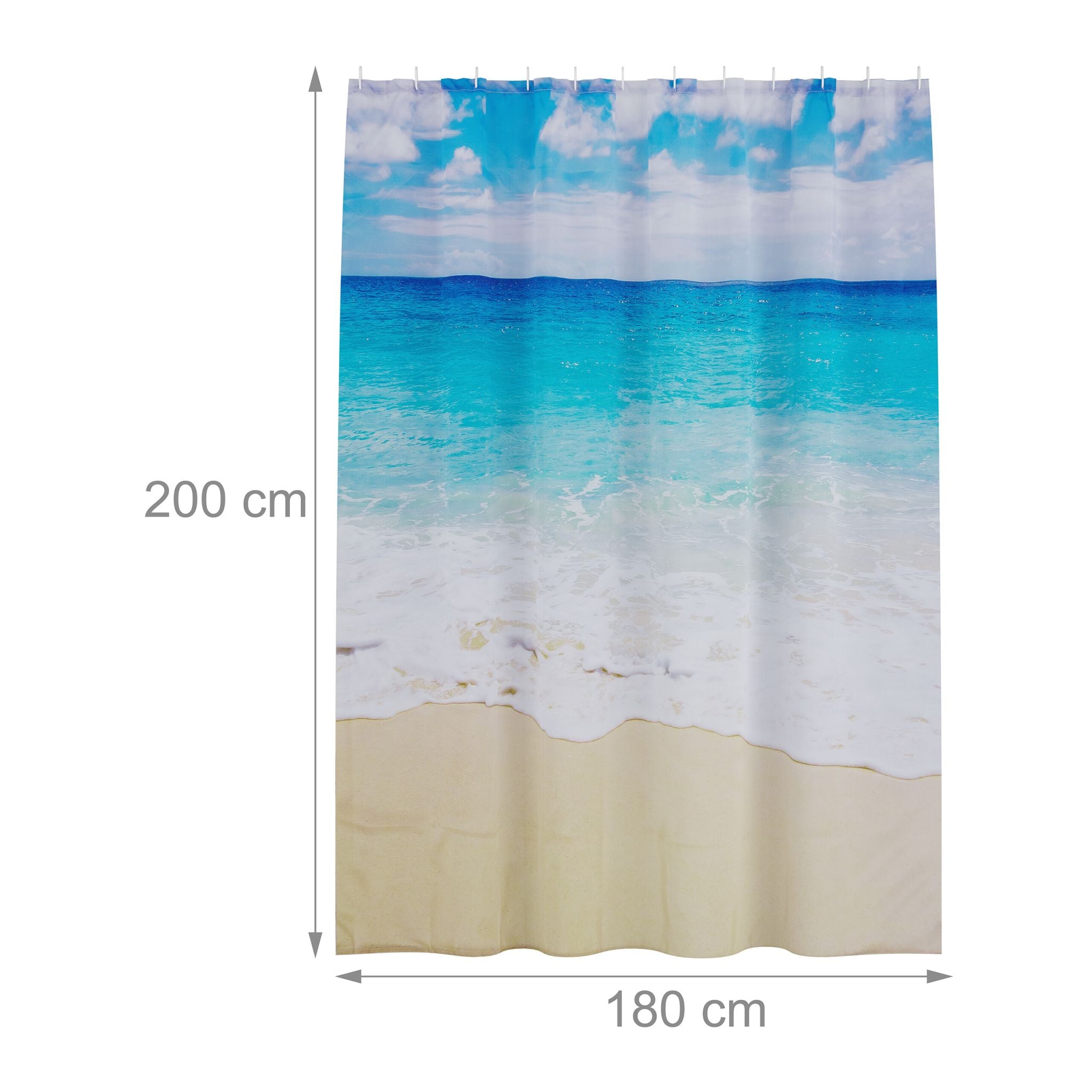 Duschvorhang 180x200cm Beige-Weiss-Hellblau von guteszeug.ch