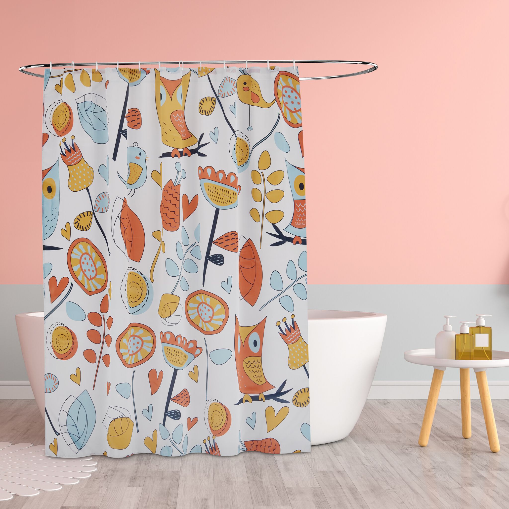 Duschvorhang 180x200cm Creme-Orange-Türkis von guteszeug.ch