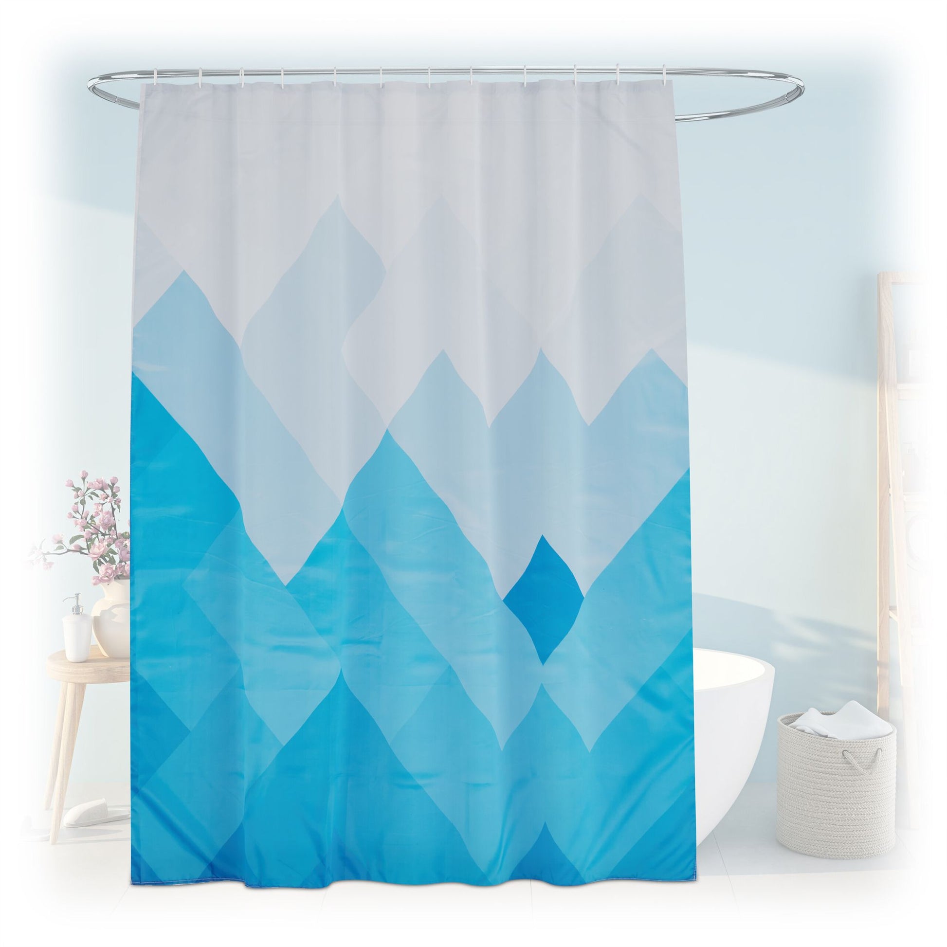 Duschvorhang 180x200cm Weiss-Blau-Hellblau von guteszeug.ch