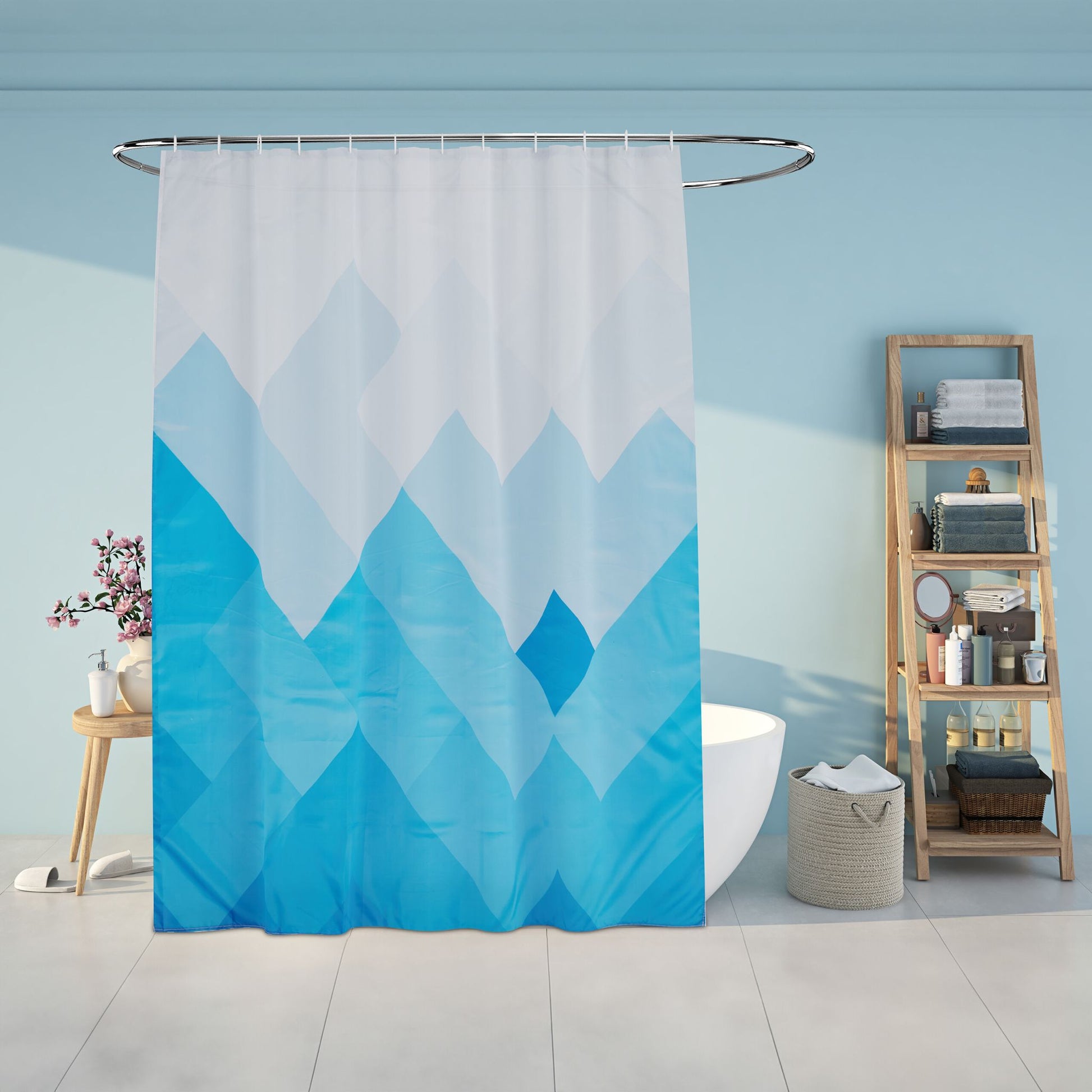 Duschvorhang 180x200cm Weiss-Blau-Hellblau von guteszeug.ch