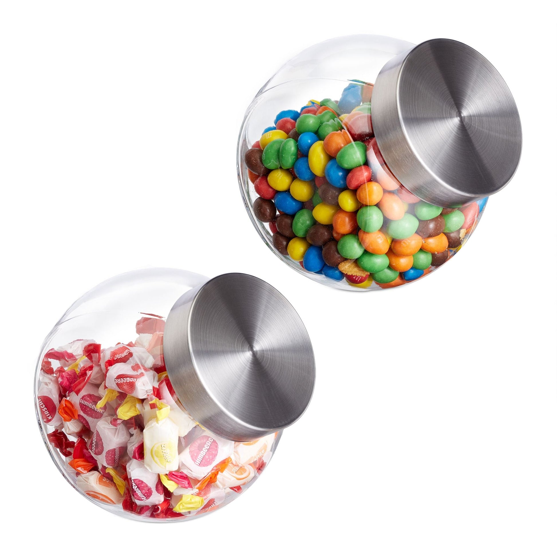 Bonbongläser 2er-Set 1,5L Silber-Transparent von Relaxdays