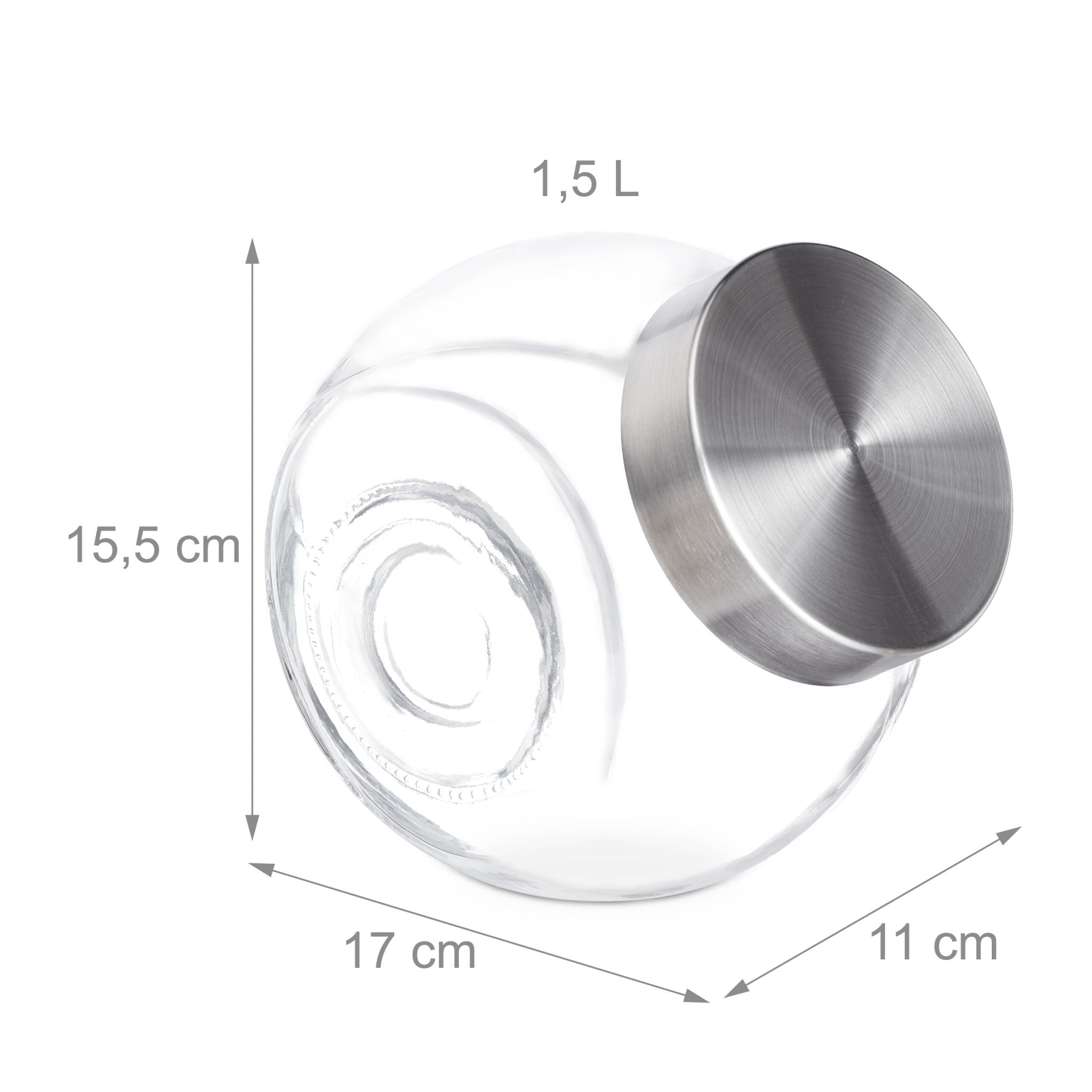 Bonbongläser 2er-Set 1,5L Silber-Transparent von Relaxdays