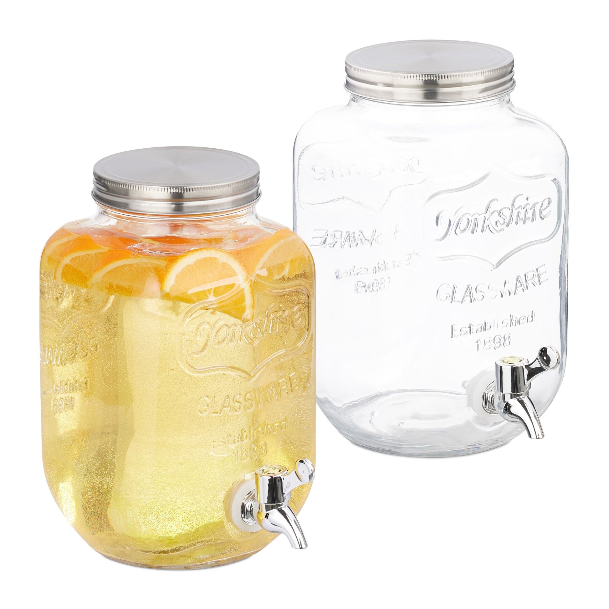Getränkespender 4L 2er-Set Silber-Transparent von Relaxdays