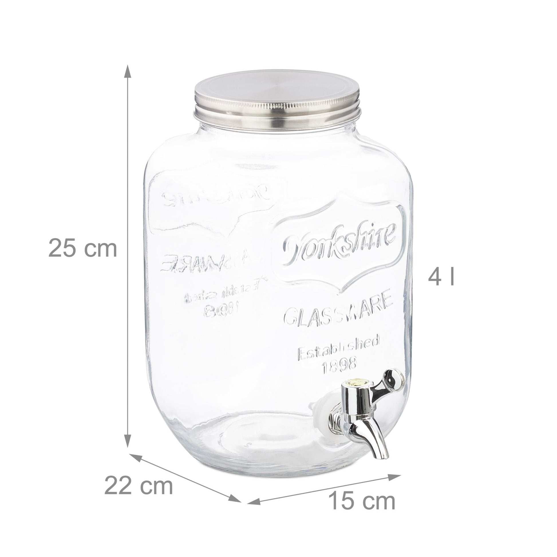 Getränkespender 4L 2er-Set Silber-Transparent von Relaxdays