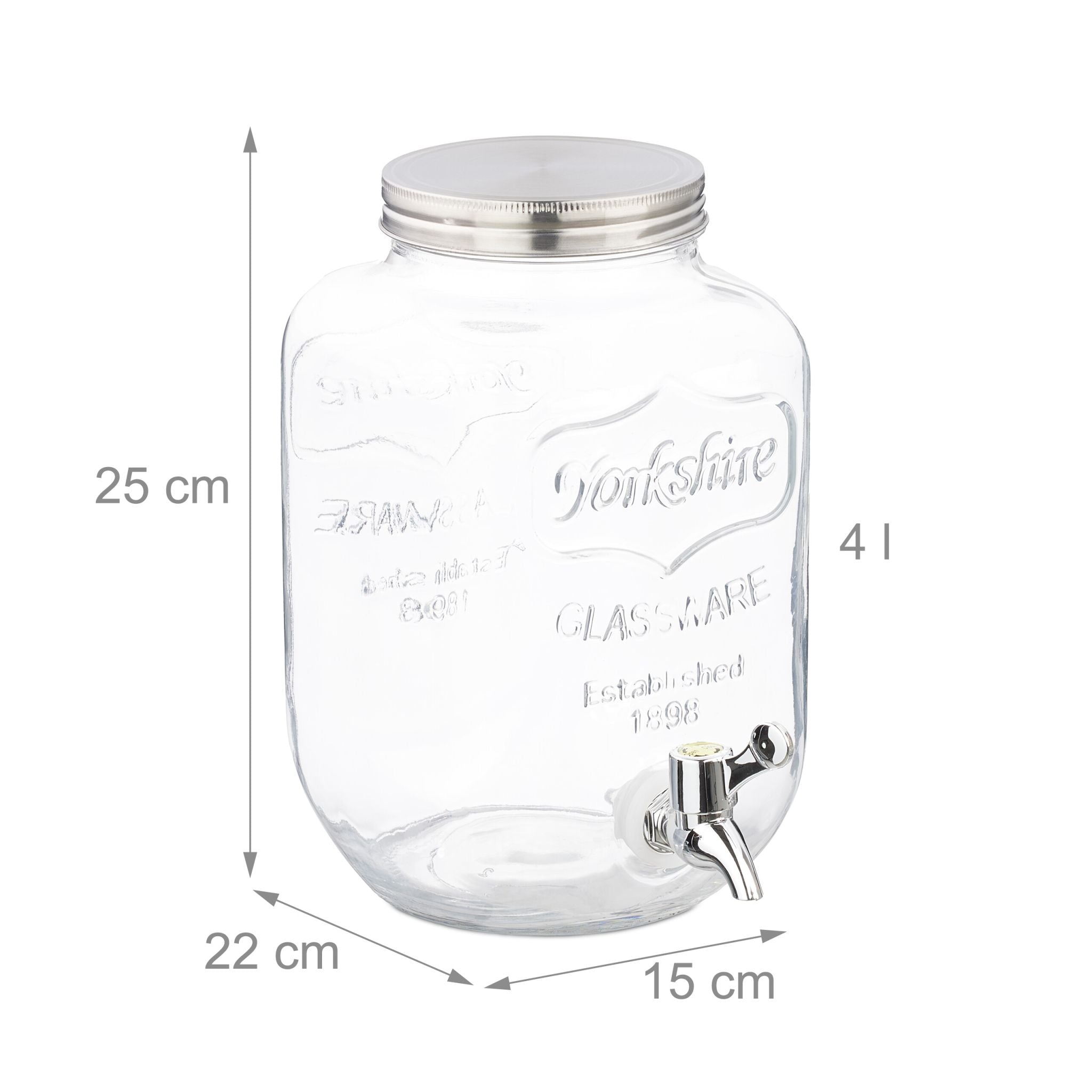 Getränkespender 4L 2er-Set Silber-Transparent von Relaxdays