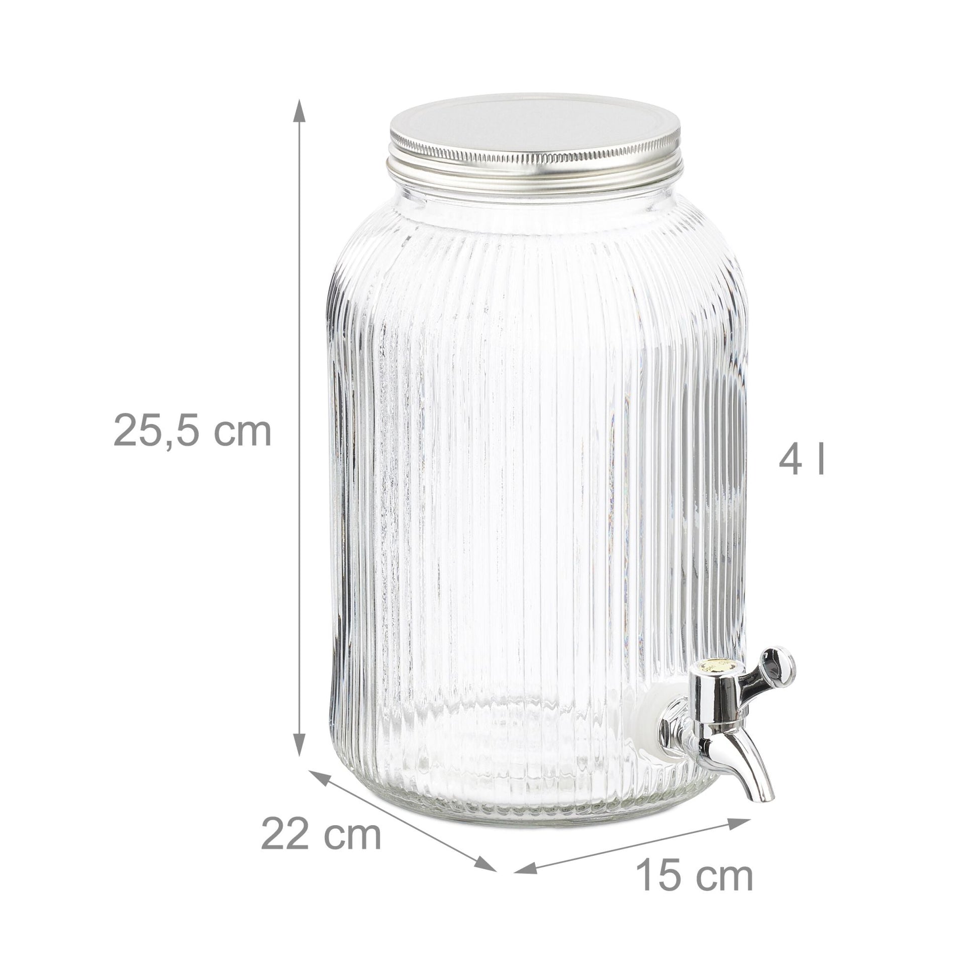 Getränkespender geriffeltes Design Silber-Transparent von Relaxdays