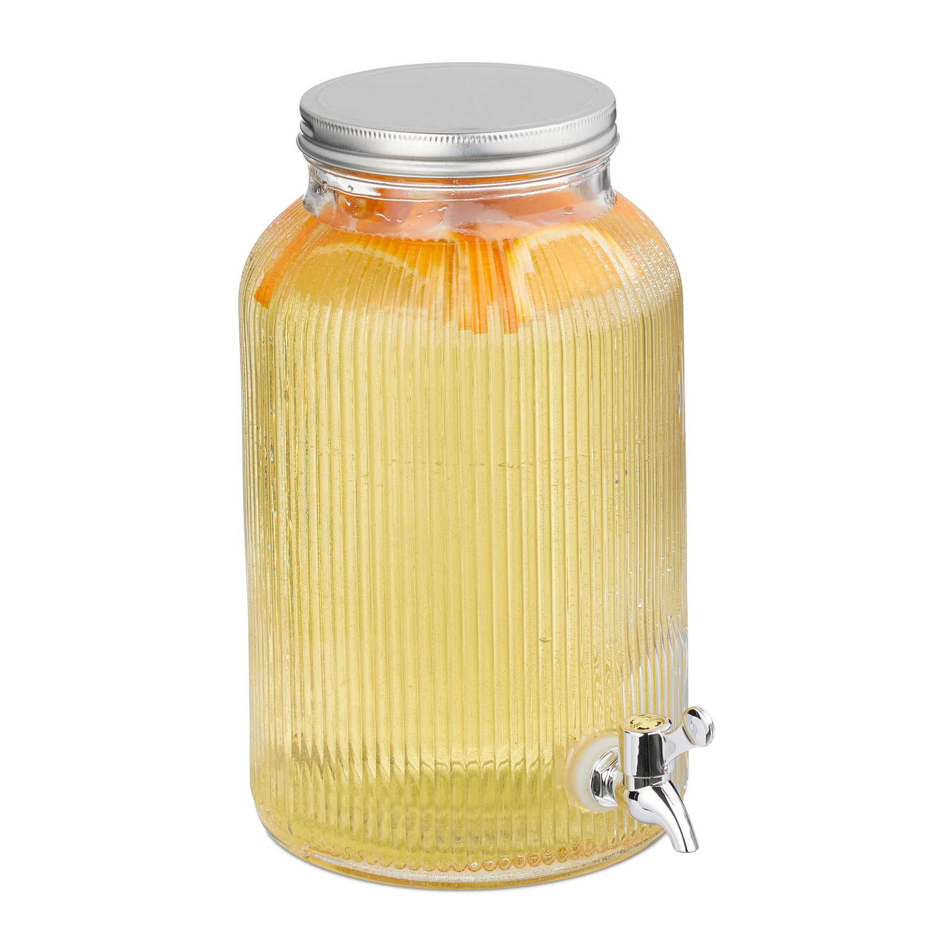 Getränkespender geriffeltes Design Silber-Transparent von Relaxdays