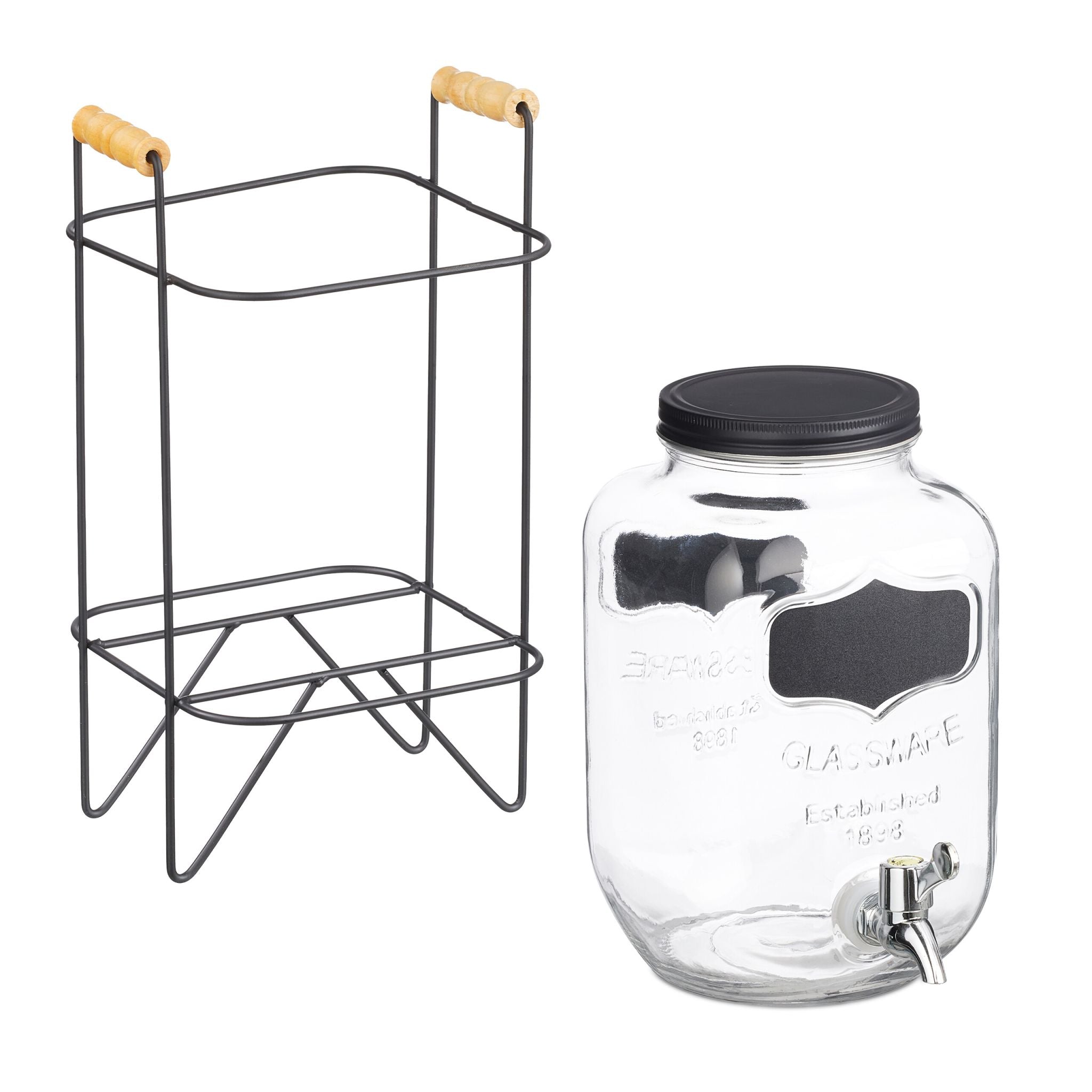 Getränkespender 4L Schwarz-Silber-Transparent von Relaxdays