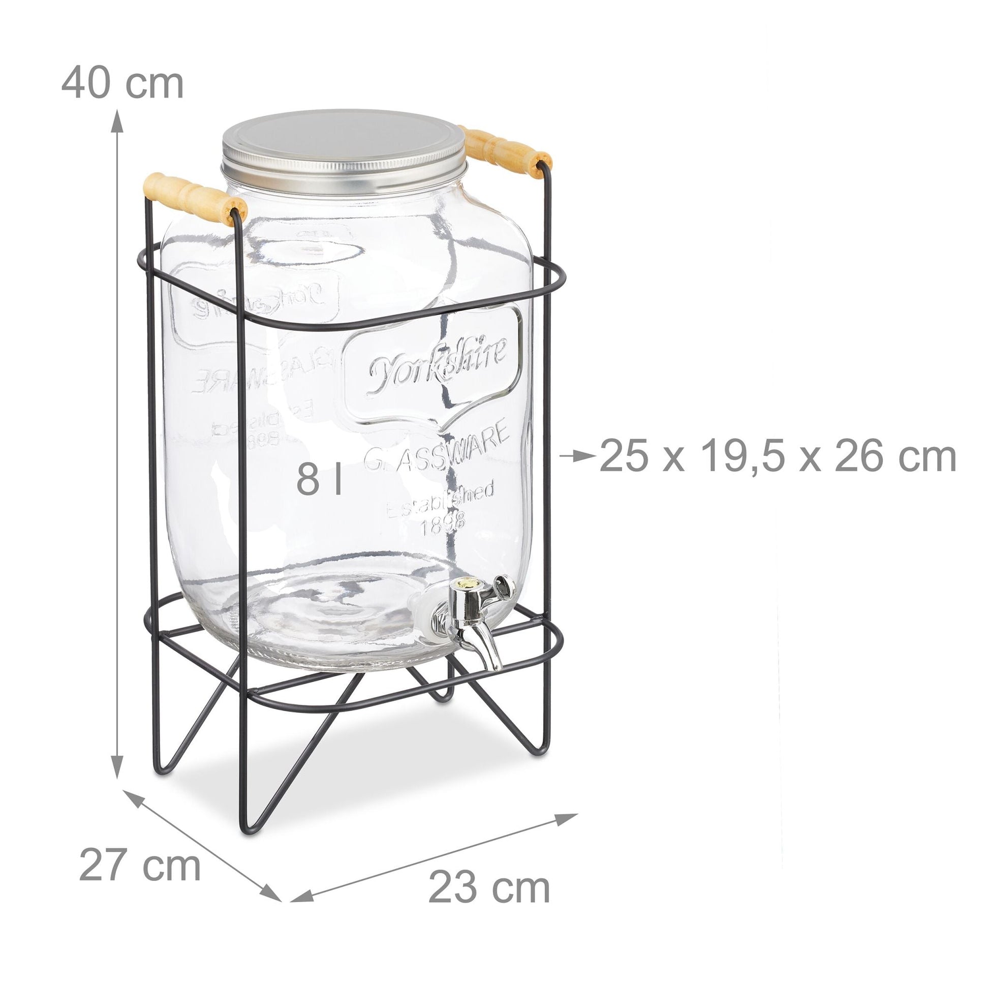 Getränkespender 8L Schwarz-Silber-Transparent von Relaxdays