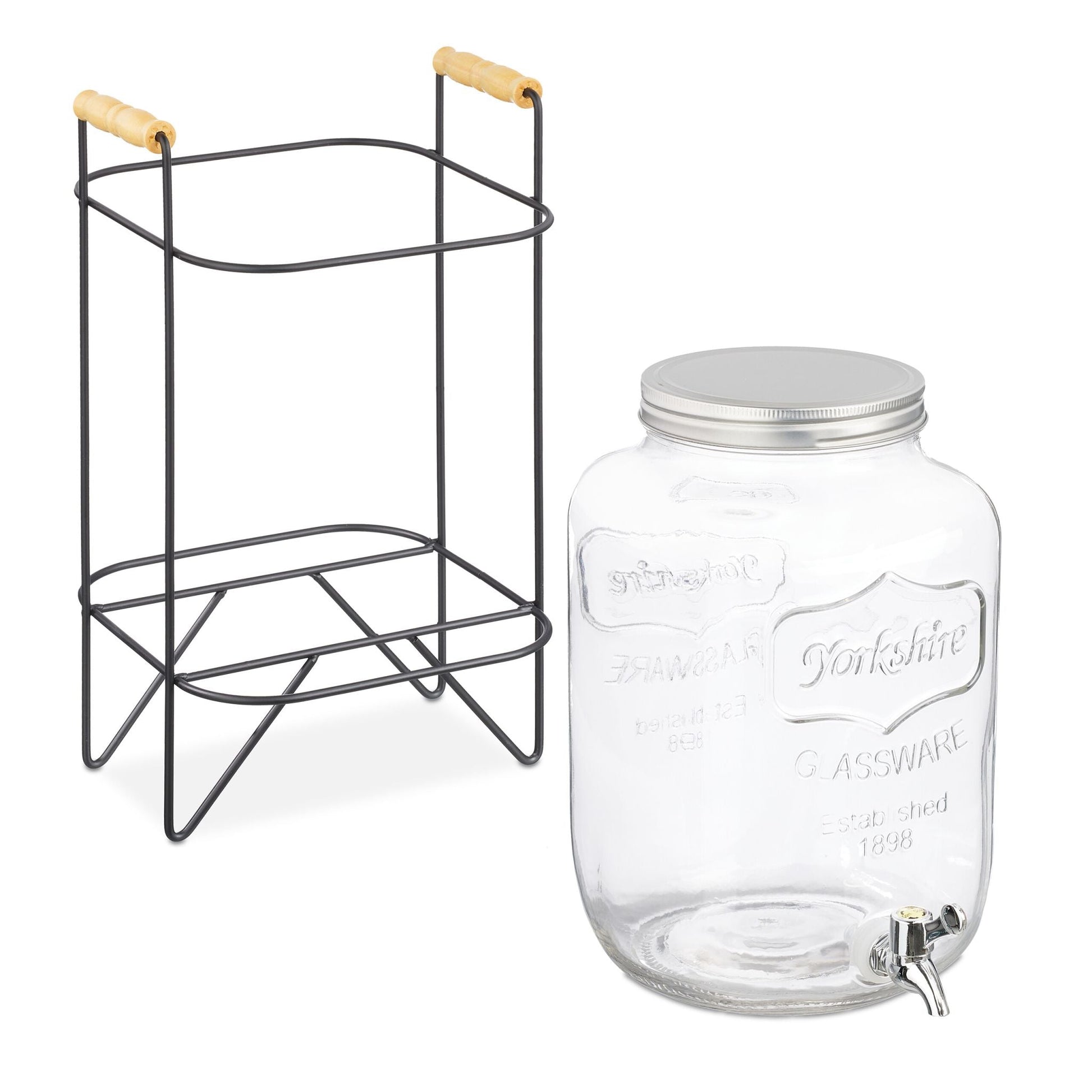 Getränkespender 8L Schwarz-Silber-Transparent von Relaxdays