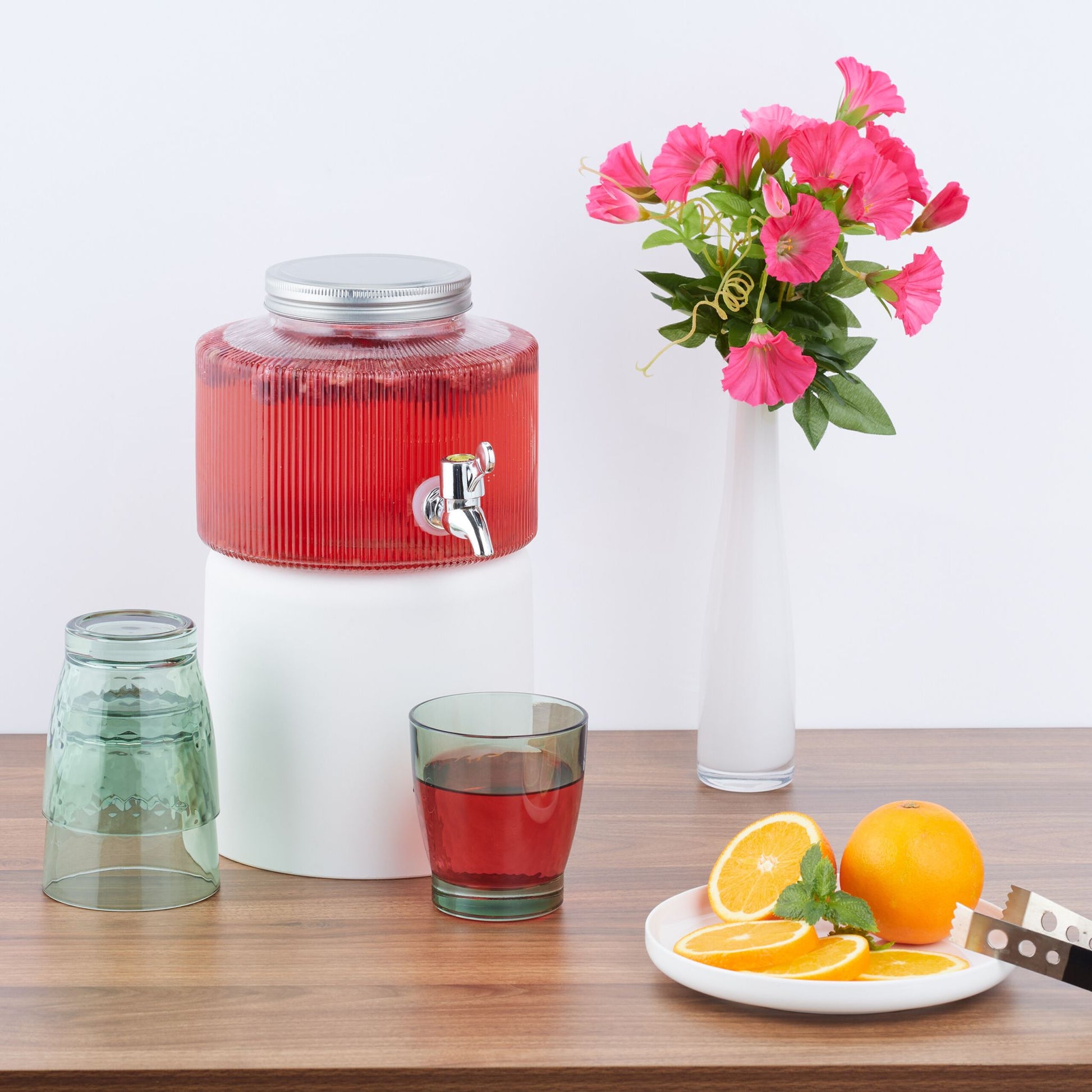 Dekorativer Getränkespender 2,8L Silber-Transparent von Relaxdays