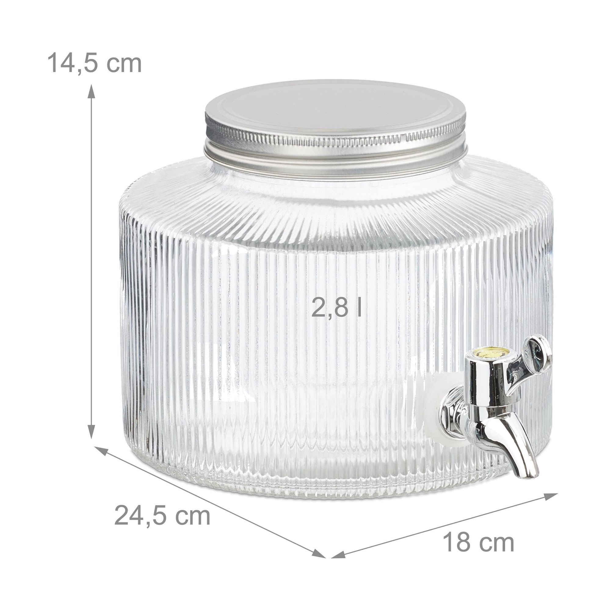 Dekorativer Getränkespender 2,8L Silber-Transparent von Relaxdays