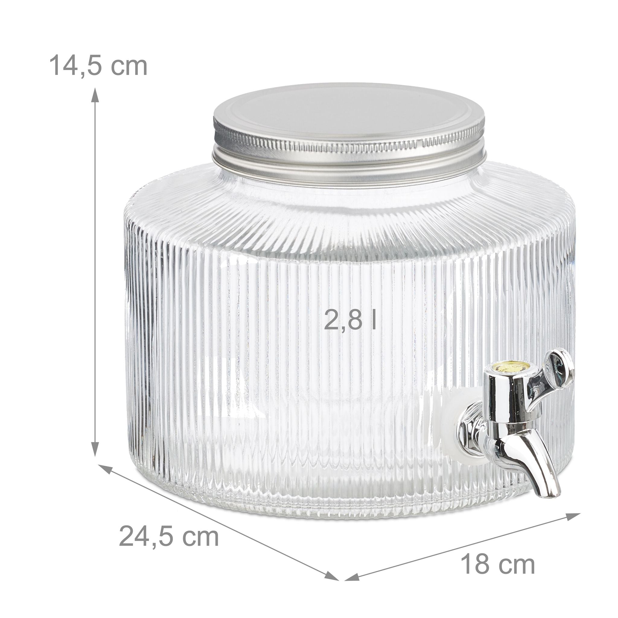 Dekorativer Getränkespender 2,8L Silber-Transparent von Relaxdays