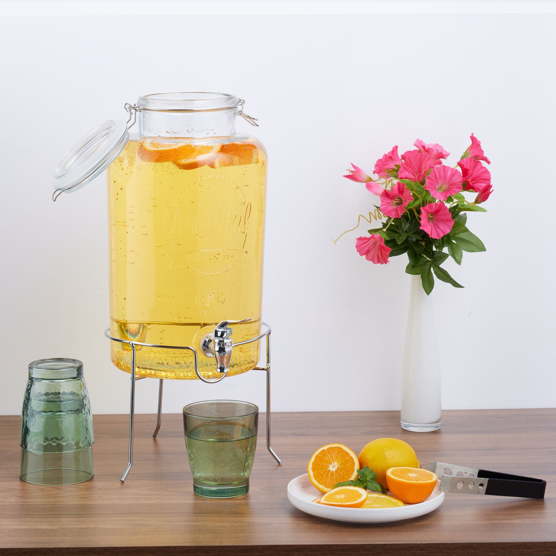 Getränkespender mit Ständer 8L Silber-Transparent von Relaxdays