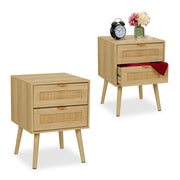 Nachttisch Rattan-Design 2 Schubladen Hellbraun von Relaxdays