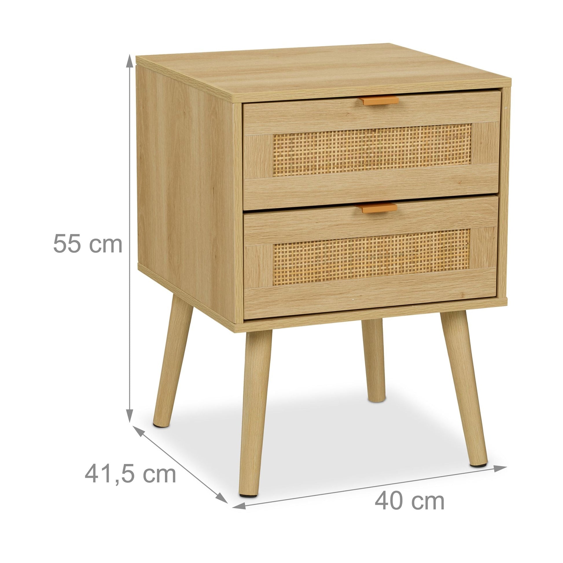 Nachttisch Rattan-Design 2 Schubladen Hellbraun von Relaxdays