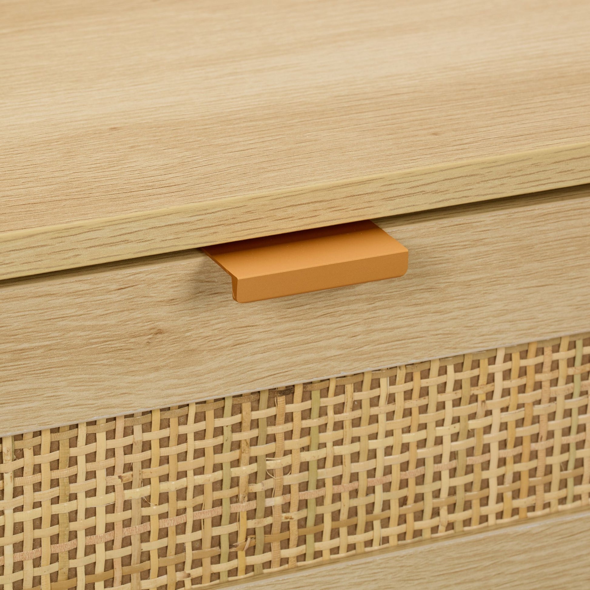 Nachttisch Rattan-Design 2 Schubladen Hellbraun von Relaxdays