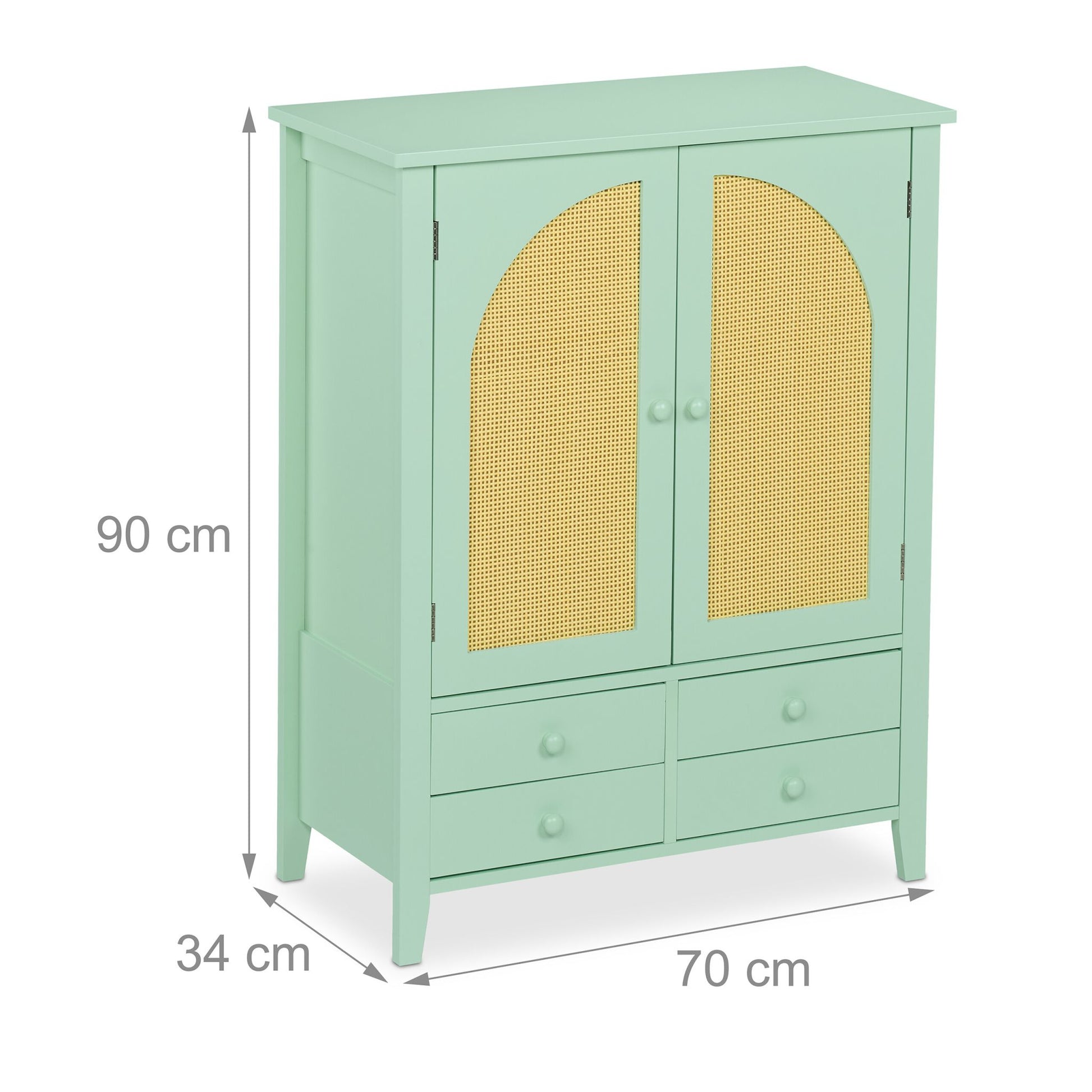 Sideboard mit Rattanoptik Hellbraun-Türkis von Relaxdays