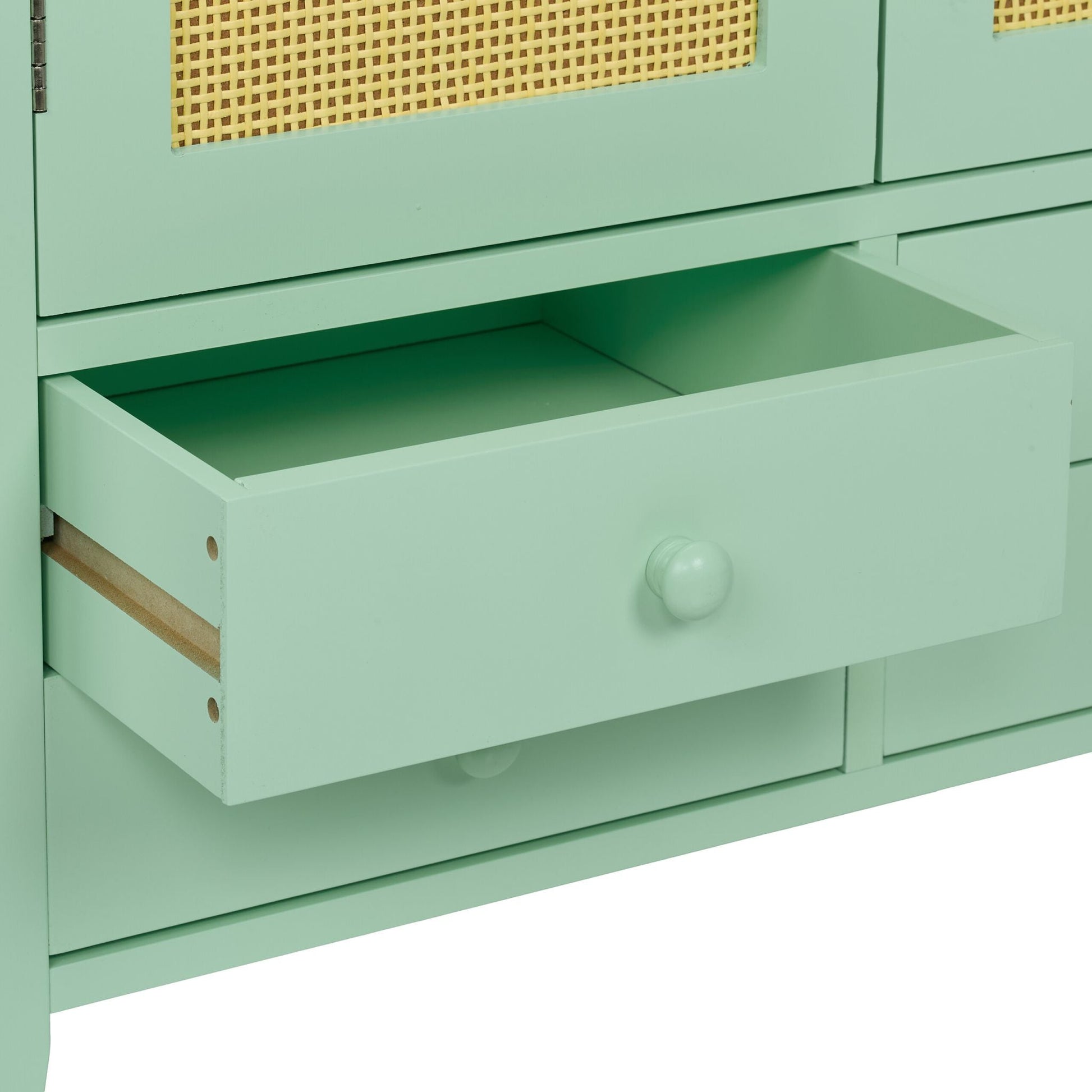 Sideboard mit Rattanoptik Hellbraun-Türkis von Relaxdays