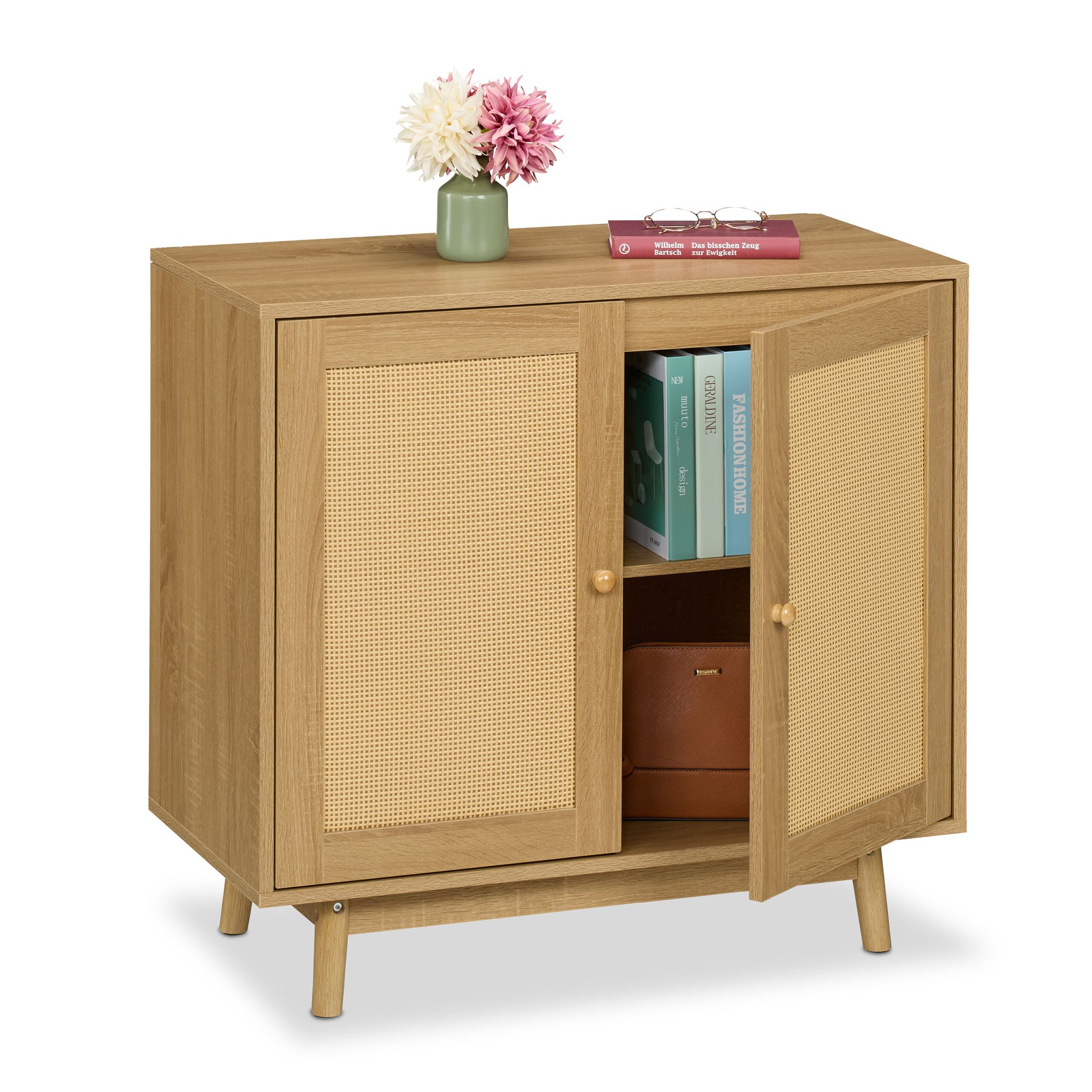 Sideboard Rattan-Design Hellbraun von Relaxdays