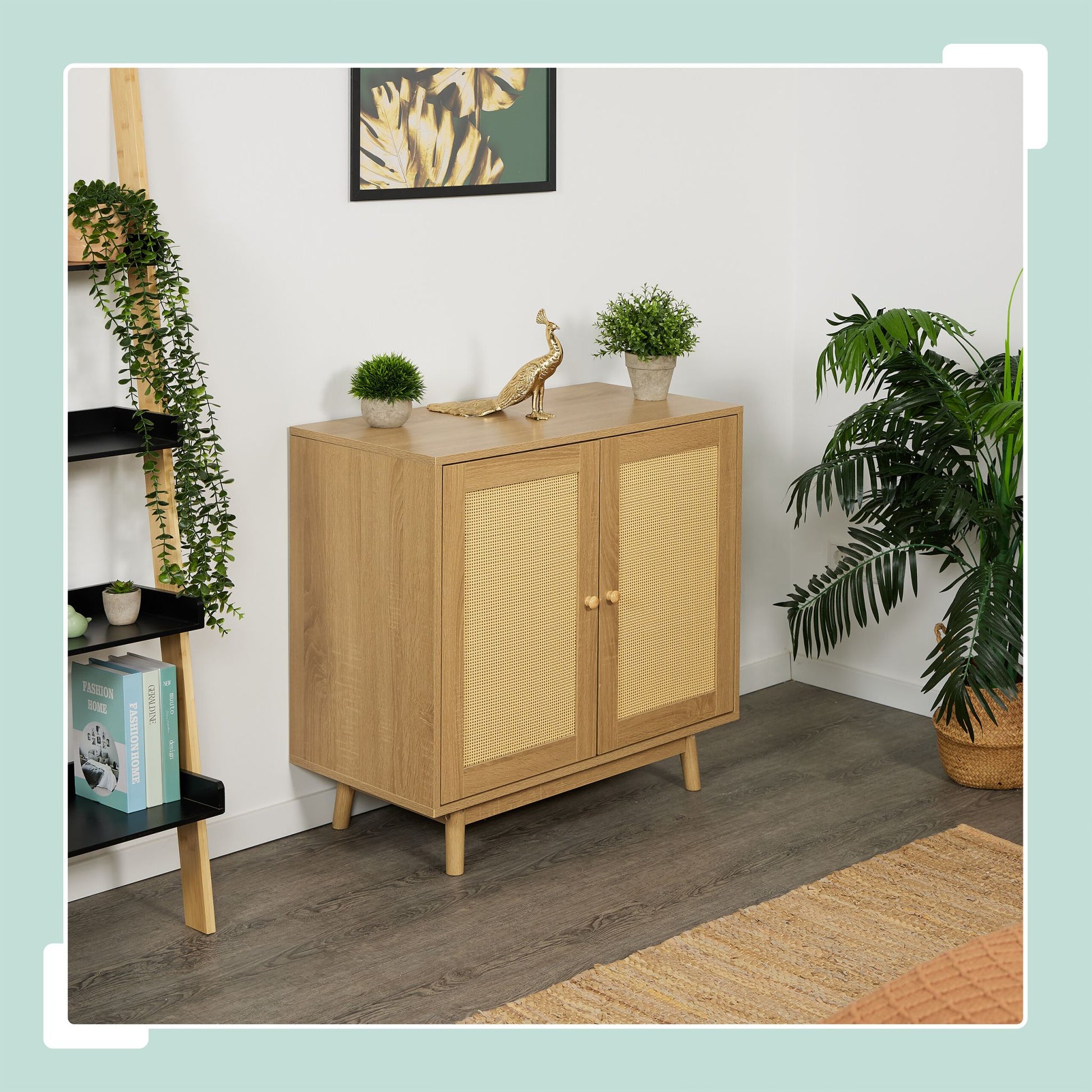 Sideboard Rattan-Design Hellbraun von Relaxdays