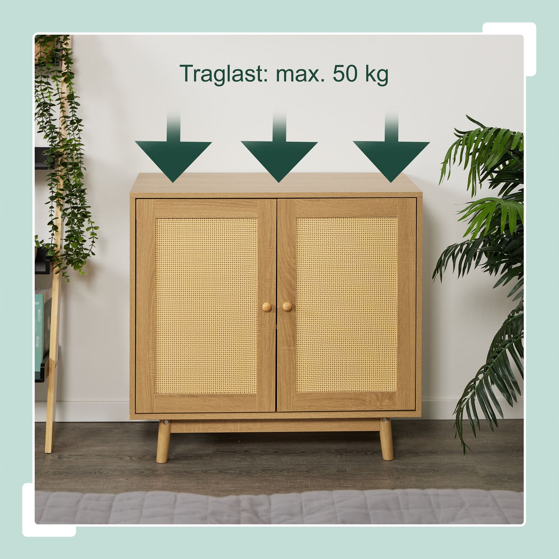 Sideboard Rattan-Design Hellbraun von Relaxdays
