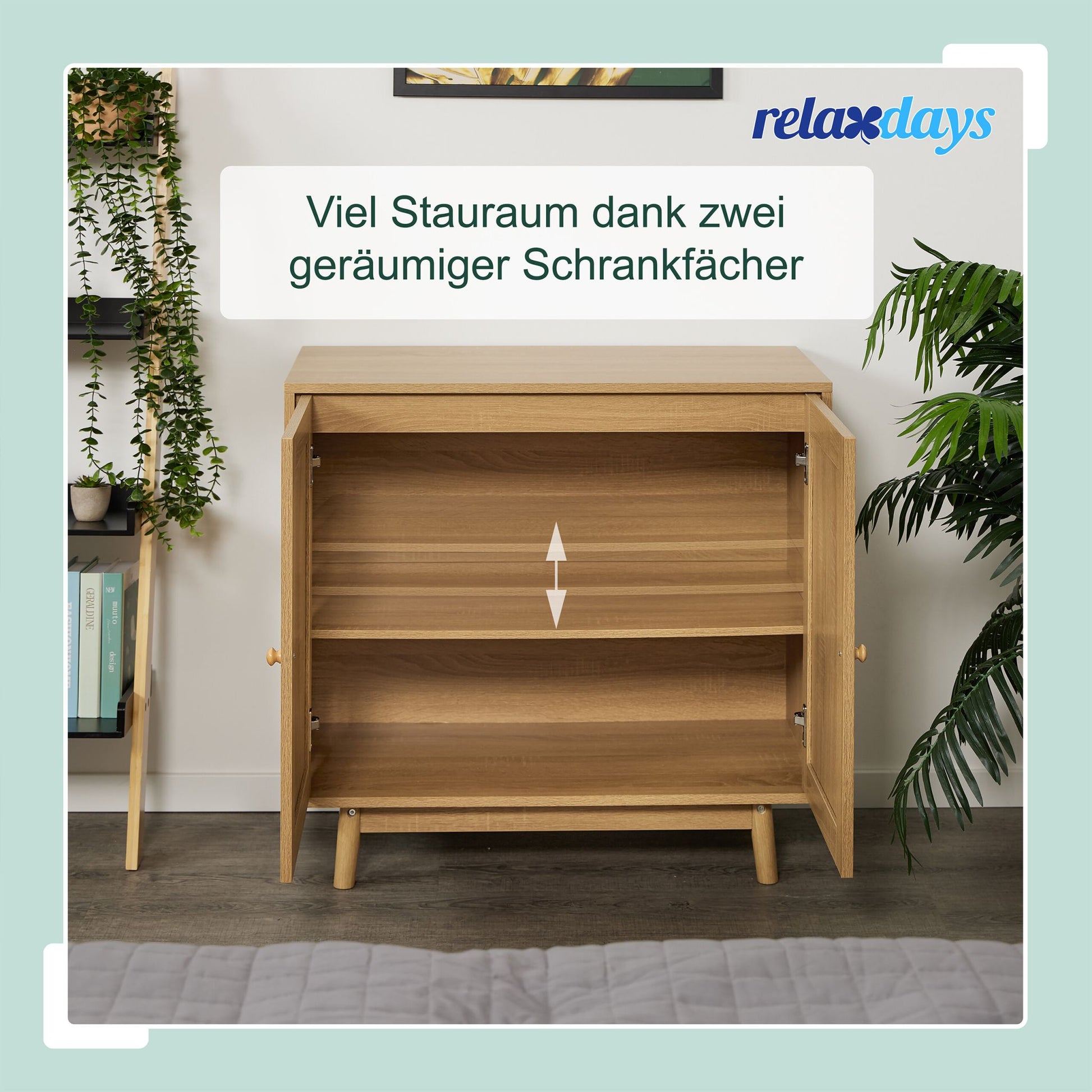 Sideboard Rattan-Design Hellbraun von Relaxdays