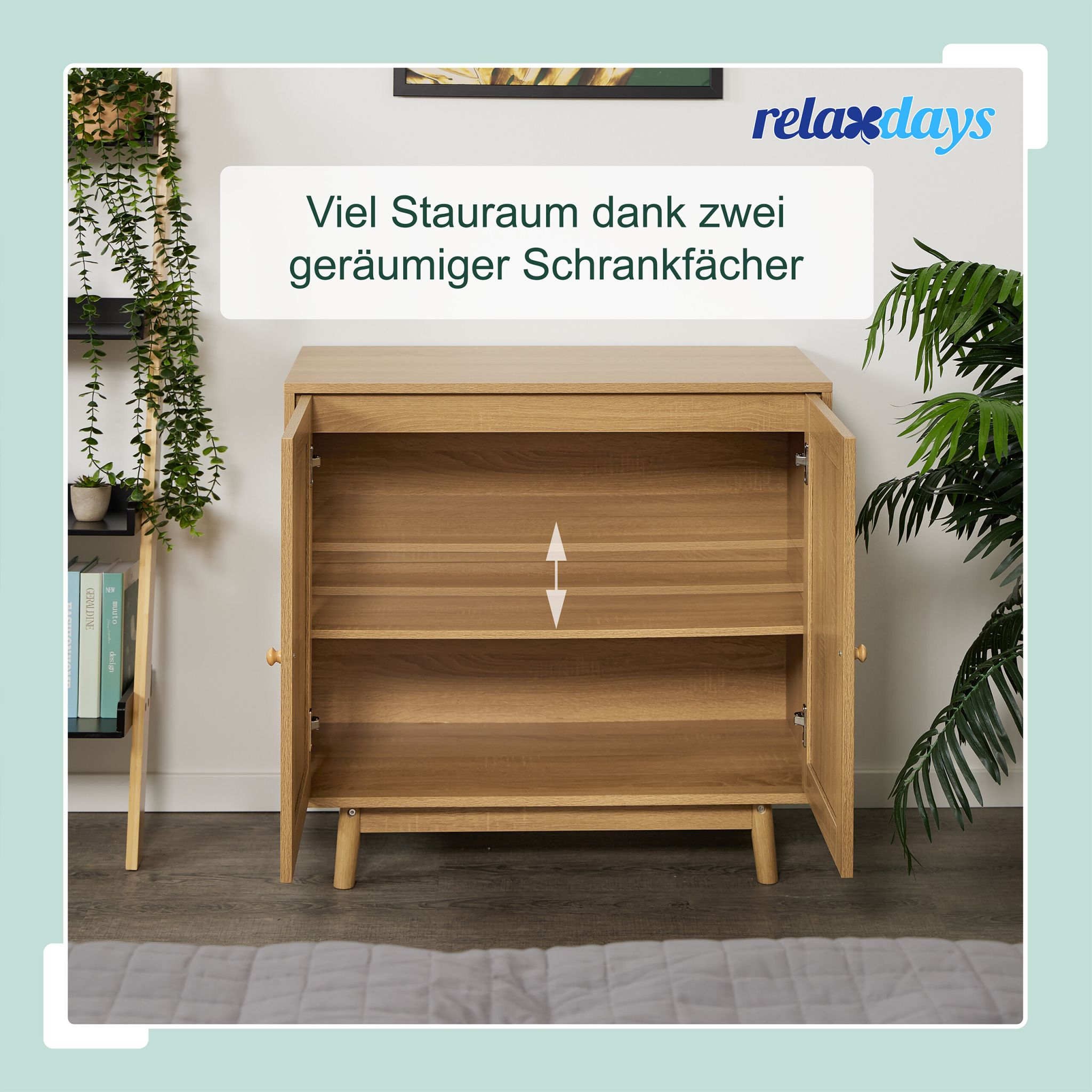 Sideboard Rattan-Design Hellbraun von Relaxdays