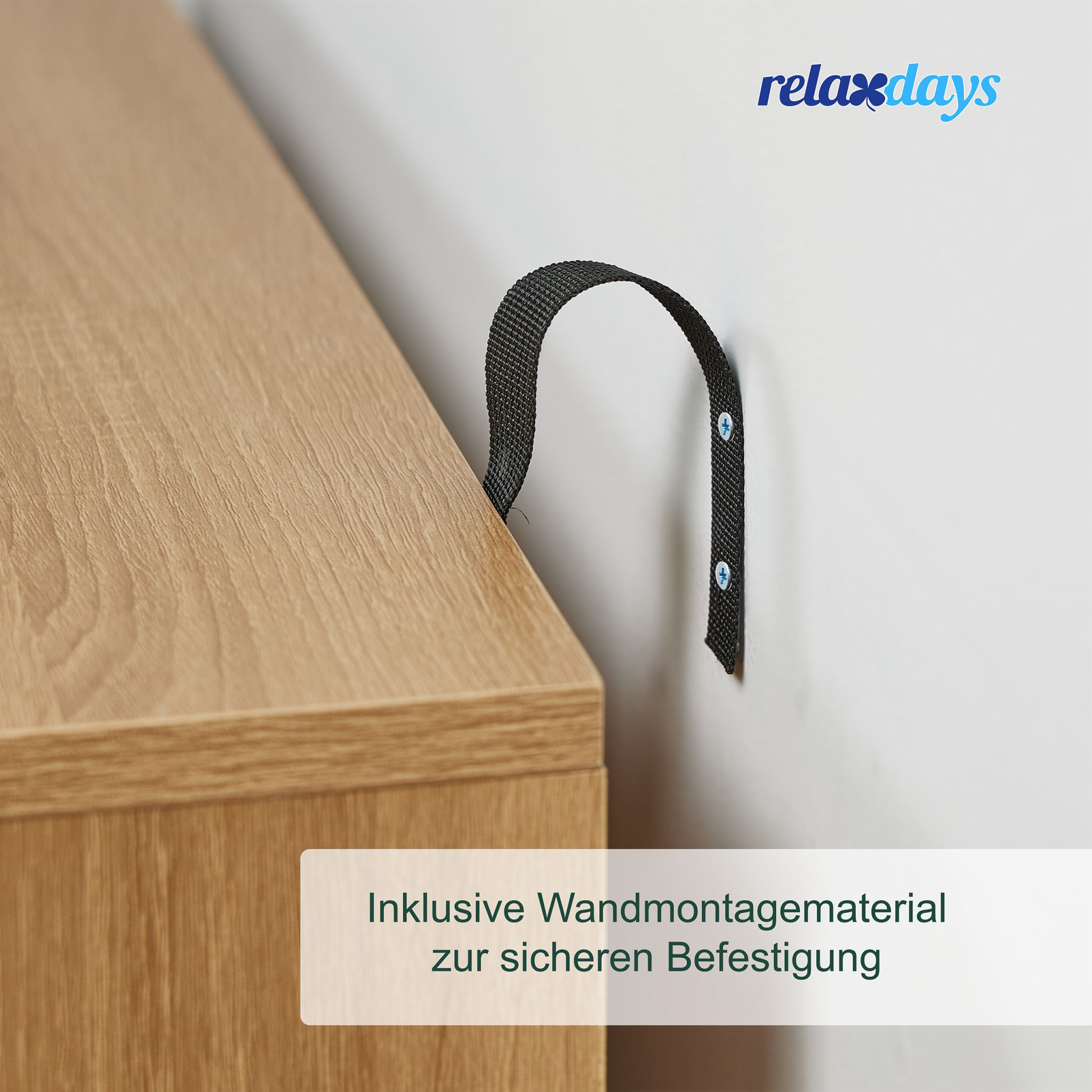 Kommode 2 Türen Rattanoptik Hellbraun-Schwarz von Relaxdays