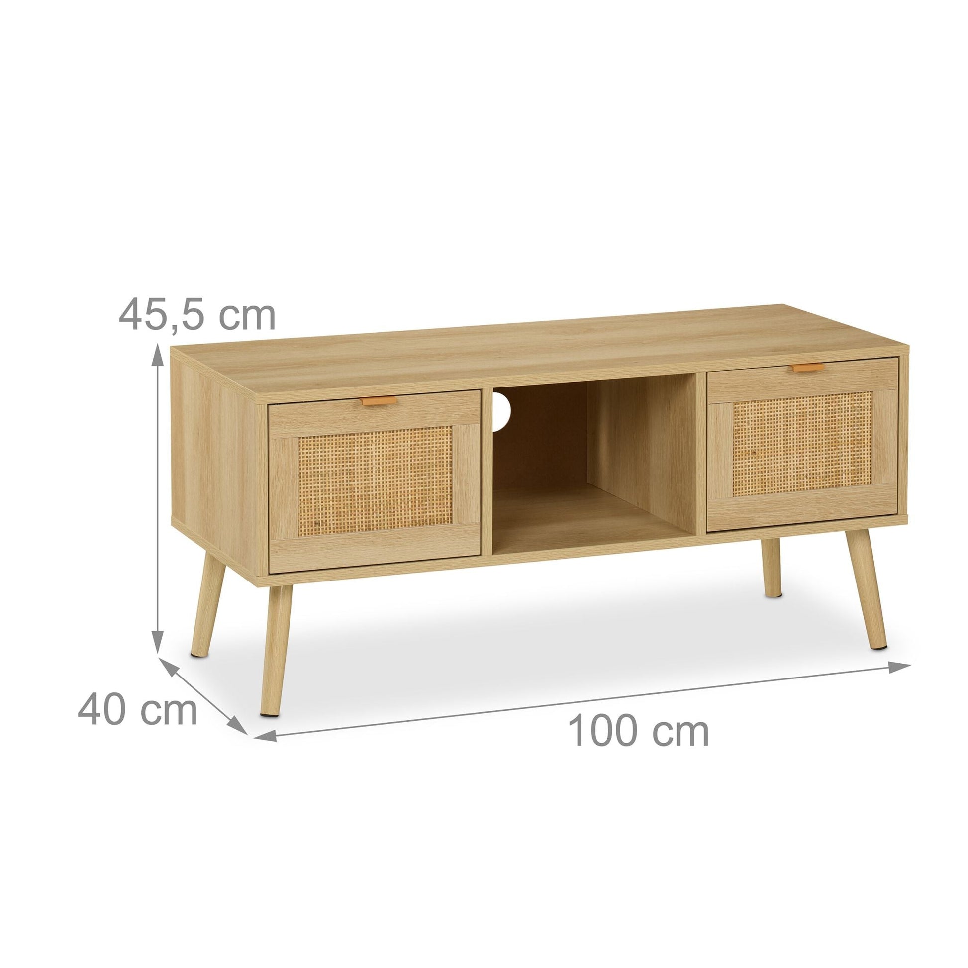 TV-Lowboard Rattan-Design Hellbraun von Relaxdays