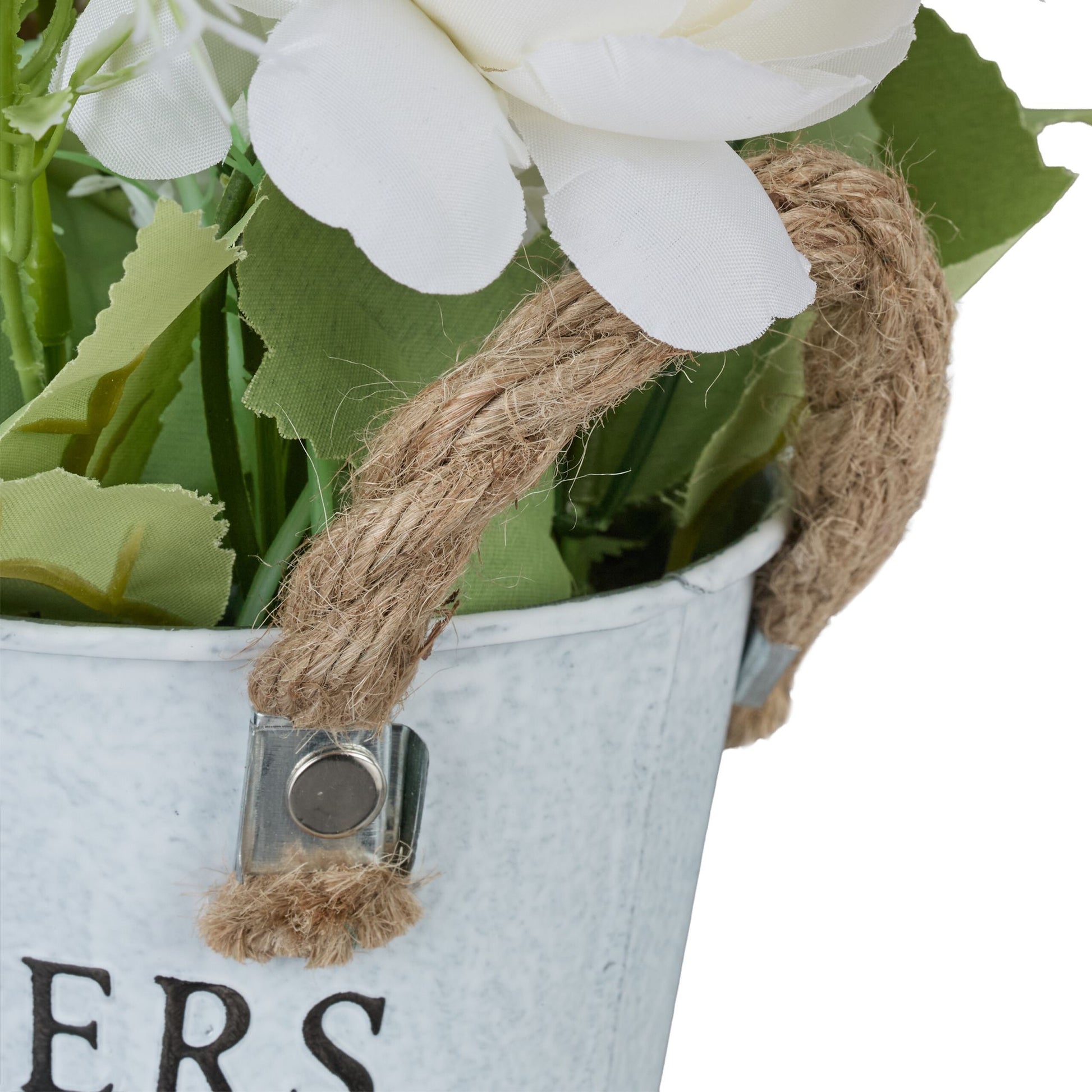 Kunstblumen Topf 3er-Set Weiss-Grün-Grau von Relaxdays