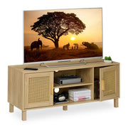 TV-Lowboard Rattan-Design Hellbraun von Relaxdays