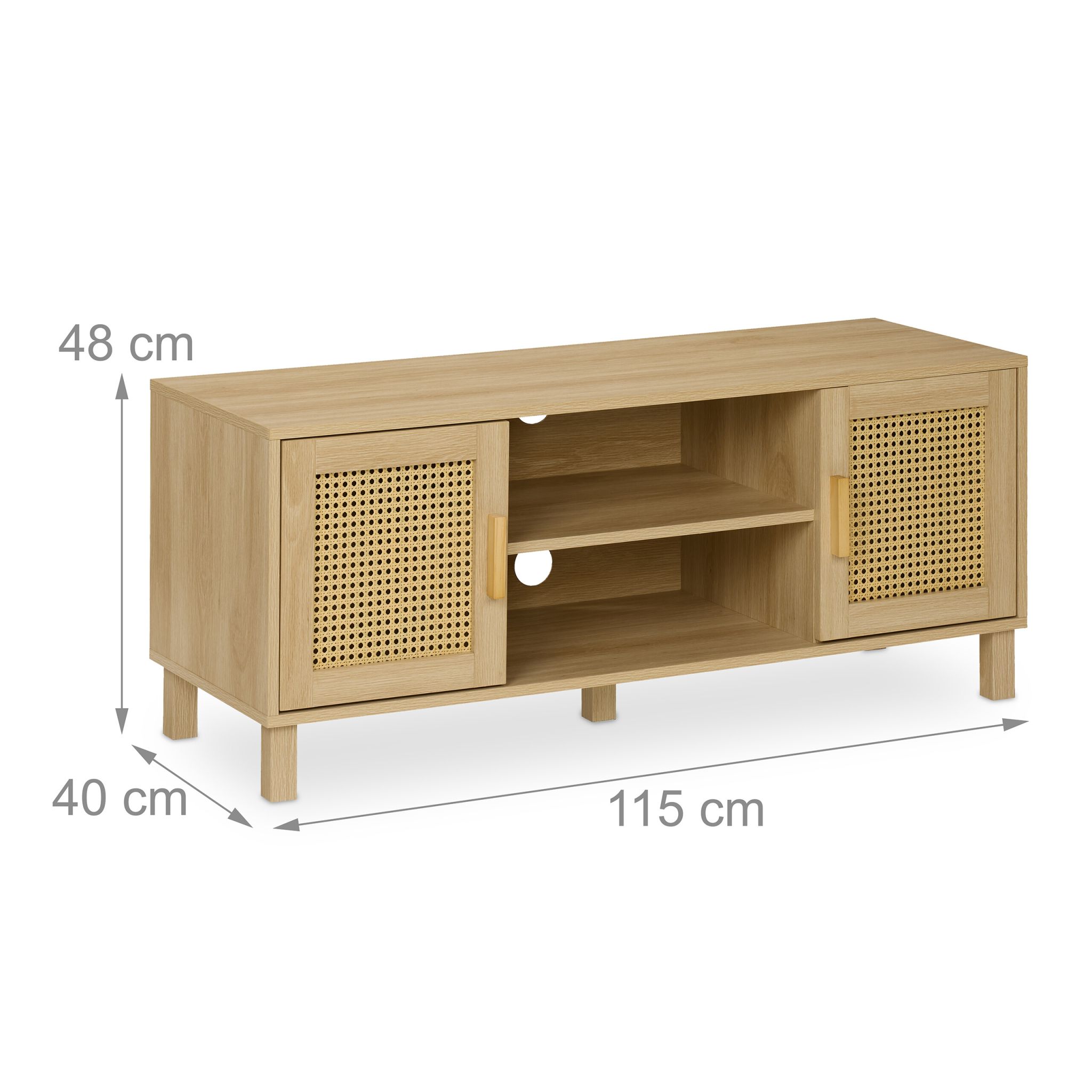 TV-Lowboard Rattan-Design Hellbraun von Relaxdays