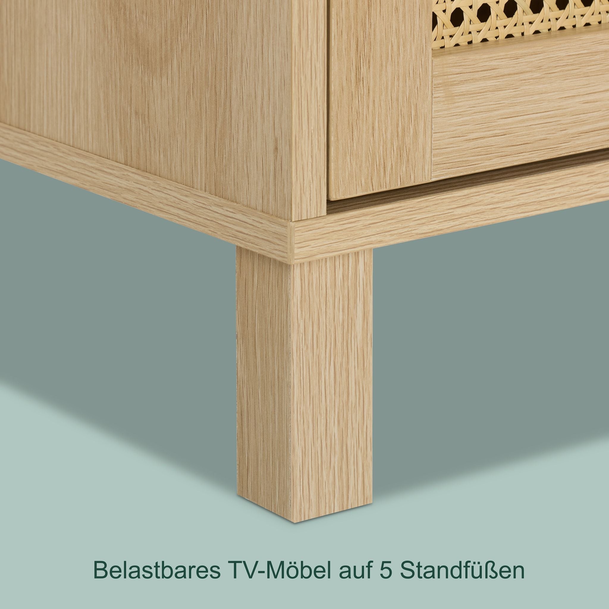 TV-Lowboard Rattan-Design Hellbraun von Relaxdays