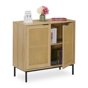 Sideboard mit 2 Rattan-Türen Hellbraun-Schwarz von Relaxdays
