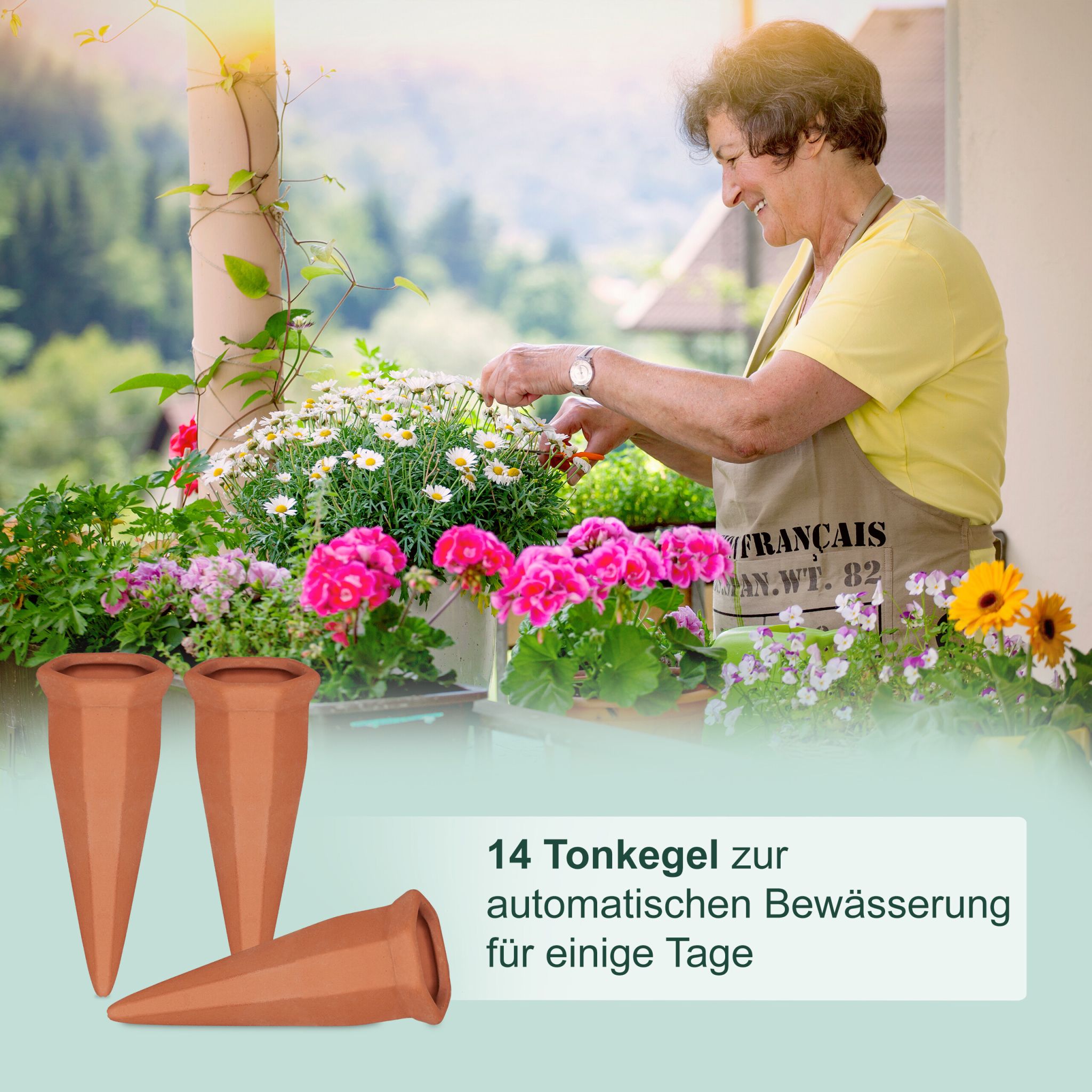 Tonkegel zur Bewässerung 14er-Set Hellbraun
