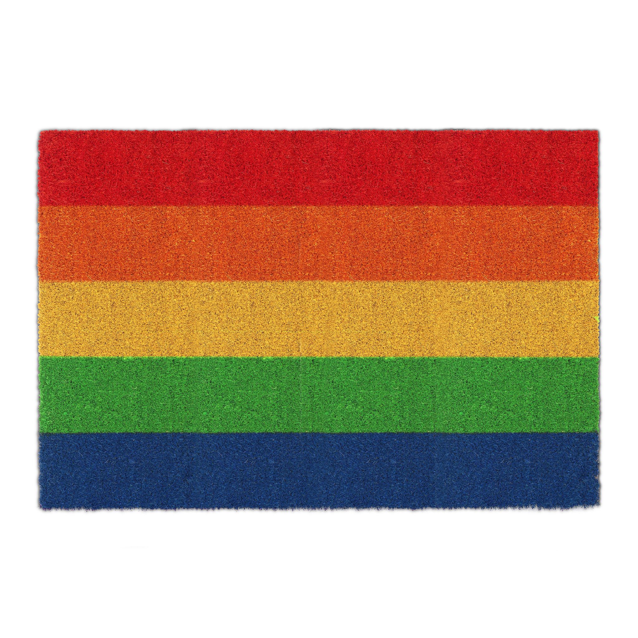 Fussmatte Kokos Regenbogen Blau-Gelb-Rot von Relaxdays