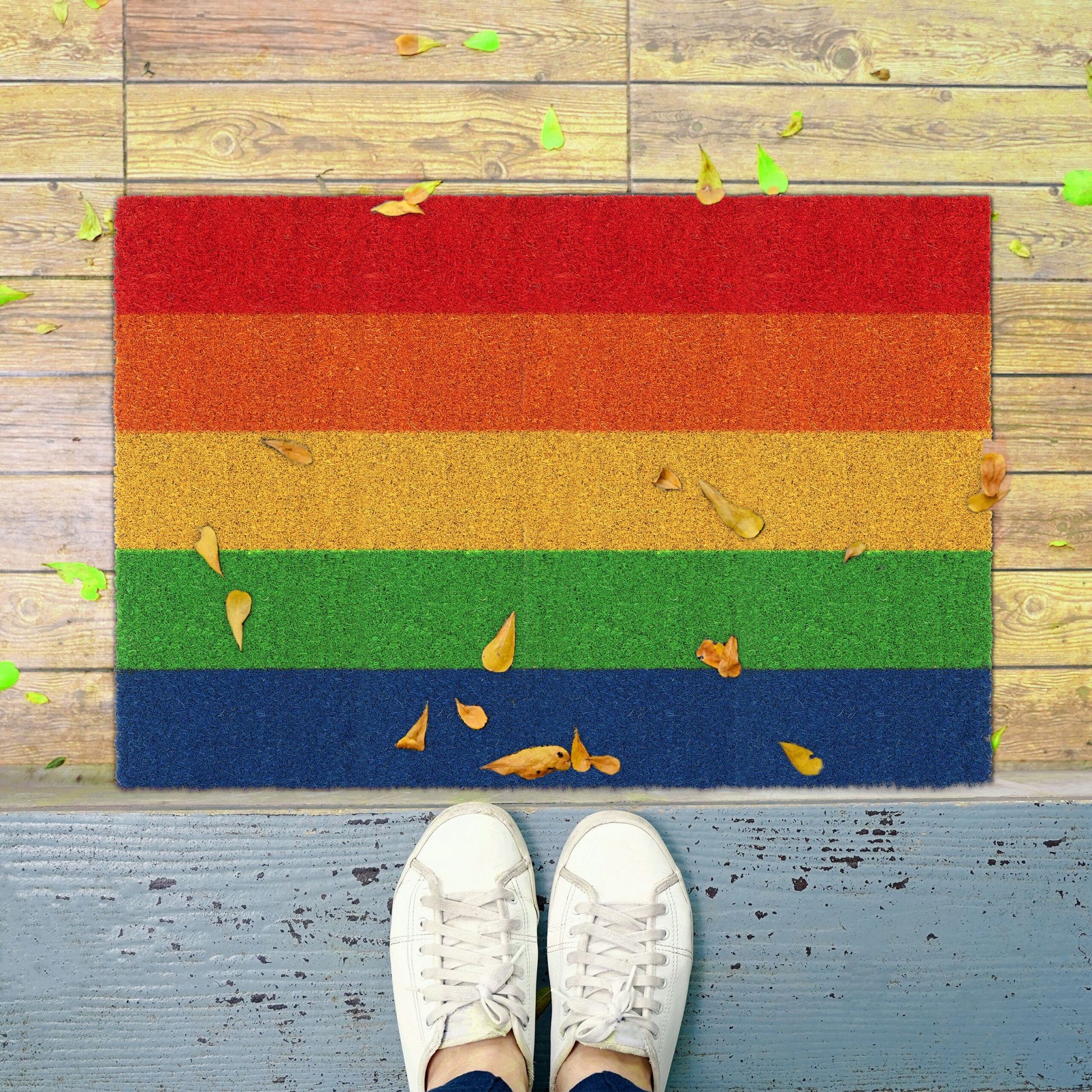 Fussmatte Kokos Regenbogen Blau-Gelb-Rot von Relaxdays