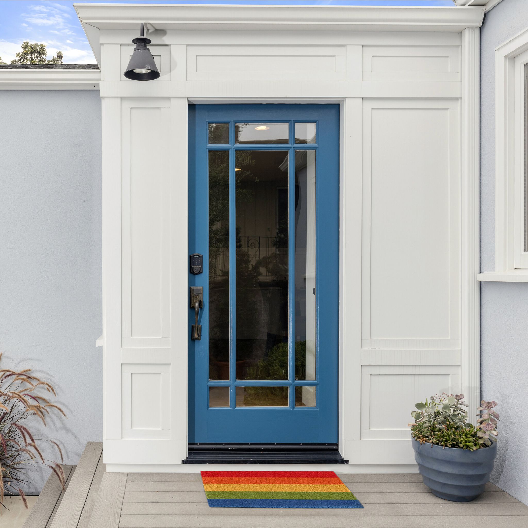 Fussmatte Kokos Regenbogen Blau-Gelb-Rot von Relaxdays