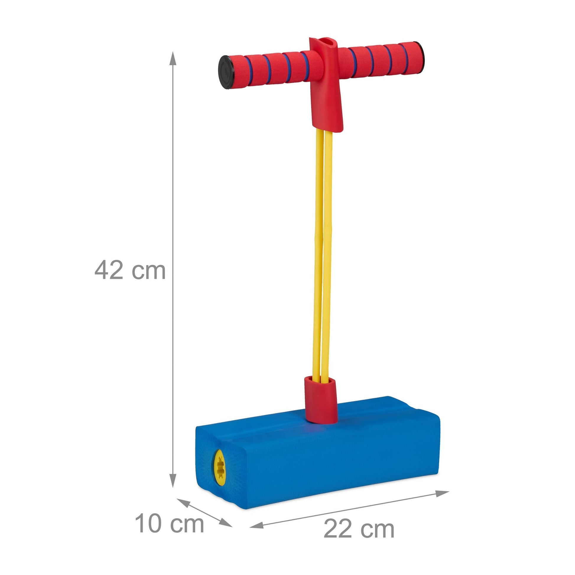 Schaumstoff Pogo Jumper für Kinder Blau-Gelb-Rot von Relaxdays