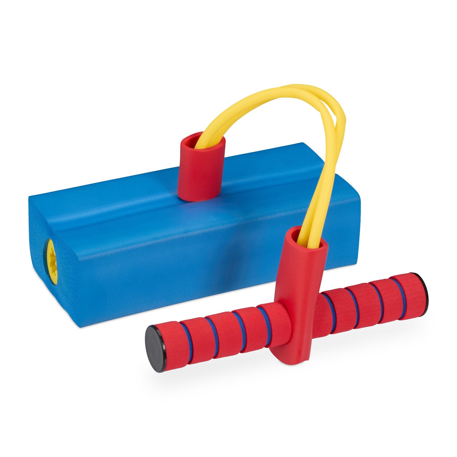 Schaumstoff Pogo Jumper für Kinder Blau-Gelb-Rot von Relaxdays