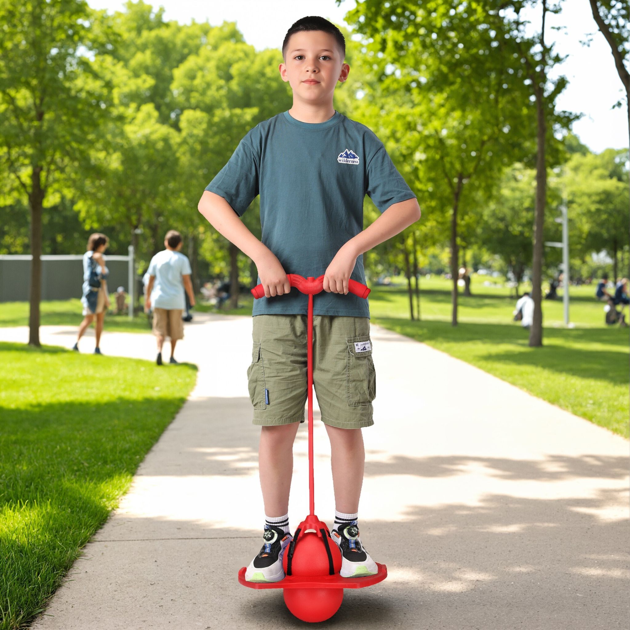 Pogo Ball mit Griffen für Kinder Rot-Schwarz von Relaxdays