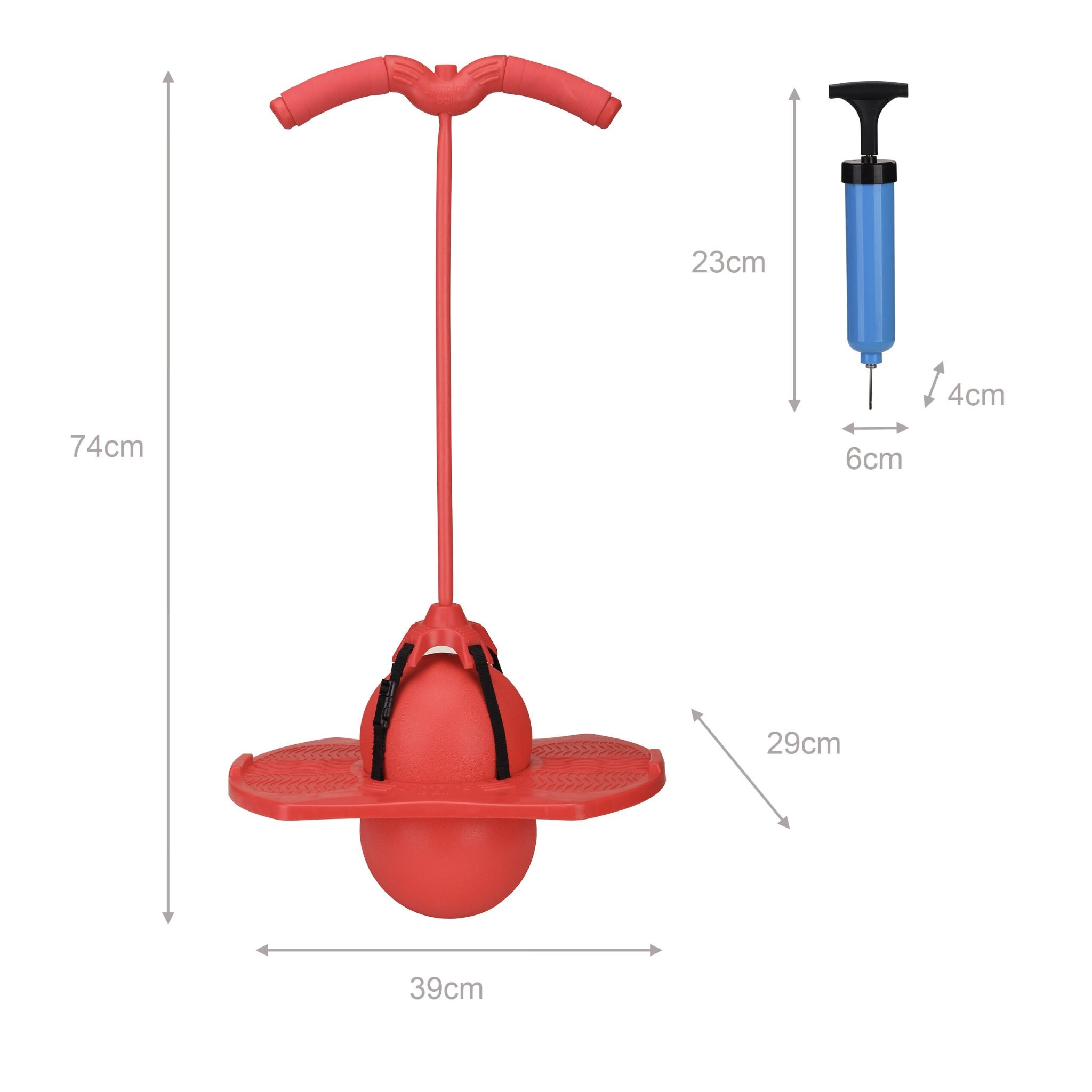Pogo Ball mit Griffen für Kinder Rot-Schwarz von Relaxdays