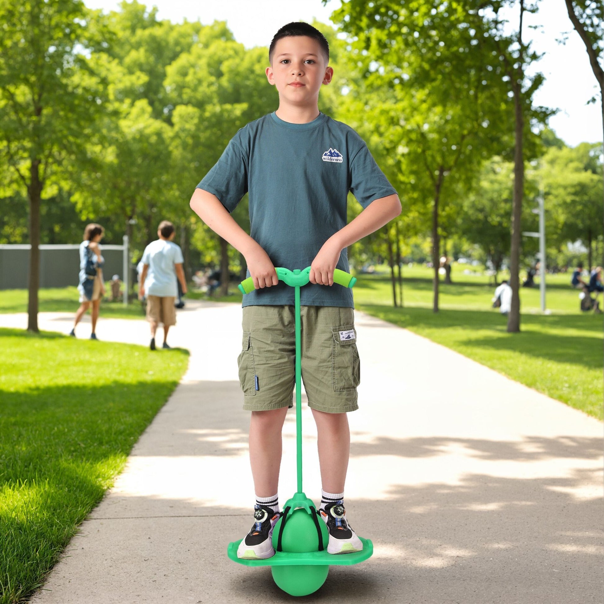 Pogo Ball mit Griffen für Kinder Grün-Schwarz von Relaxdays