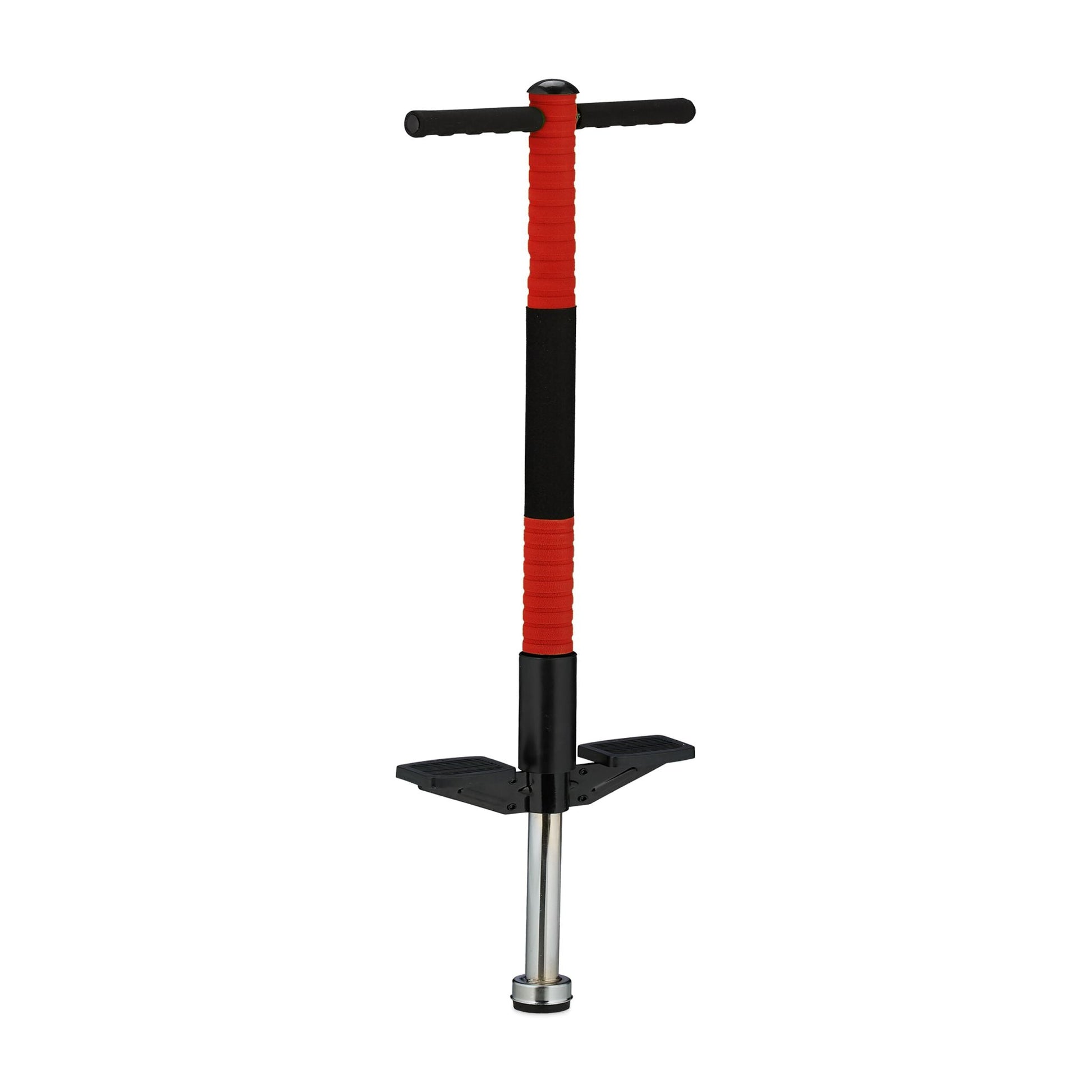 Pogo Stick für Kinder bis 35 kg Rot-Schwarz-Silber von Relaxdays
